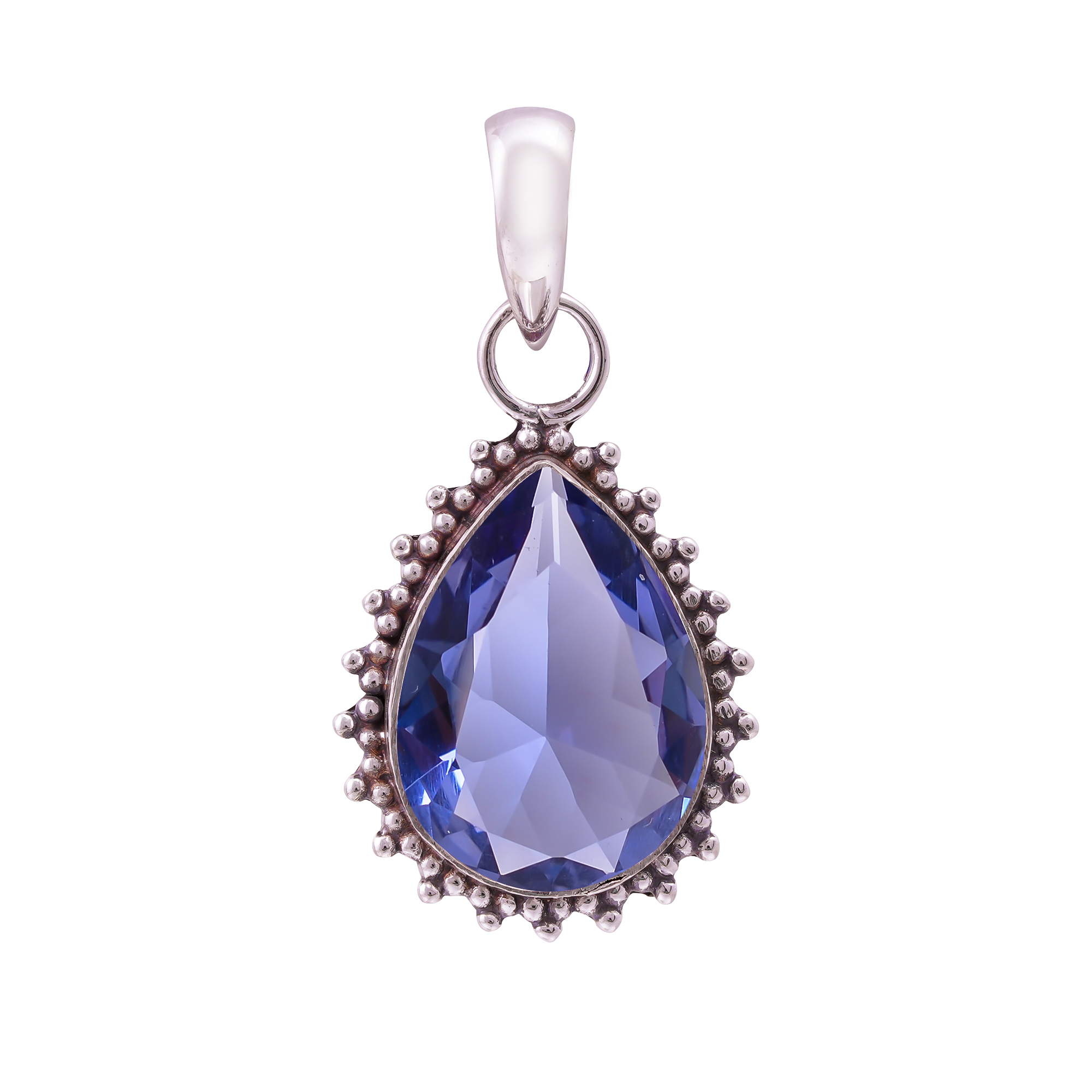 Iolite - Simulated 925 Solid Sterling Silver Pendant
