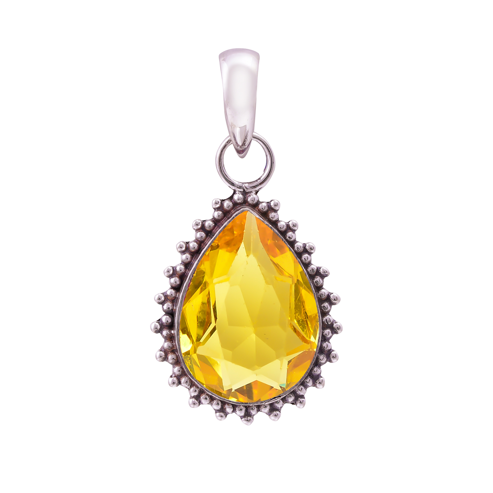 Yellow Sapphire - Simulated 925 Solid Sterling Silver Pendant
