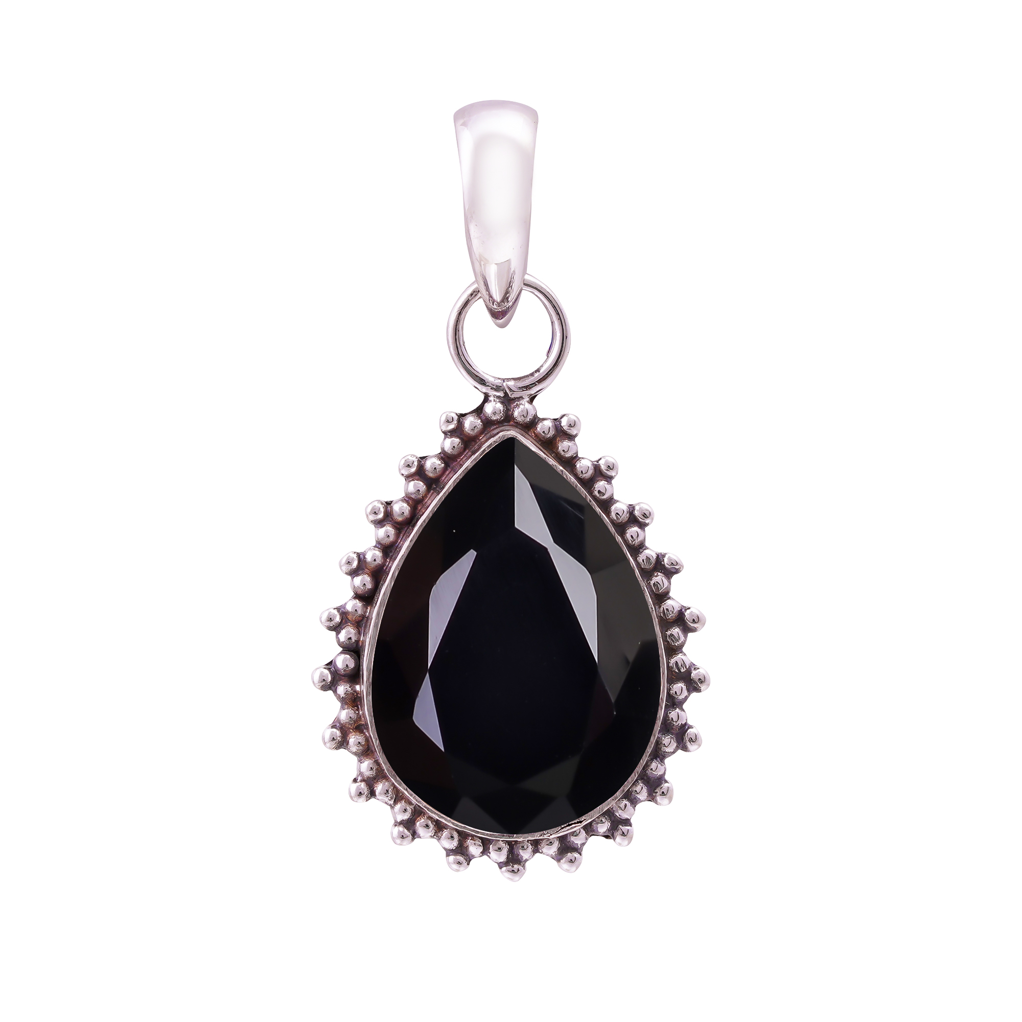Black Onyx - Simulated 925 Solid Sterling Silver Pendant