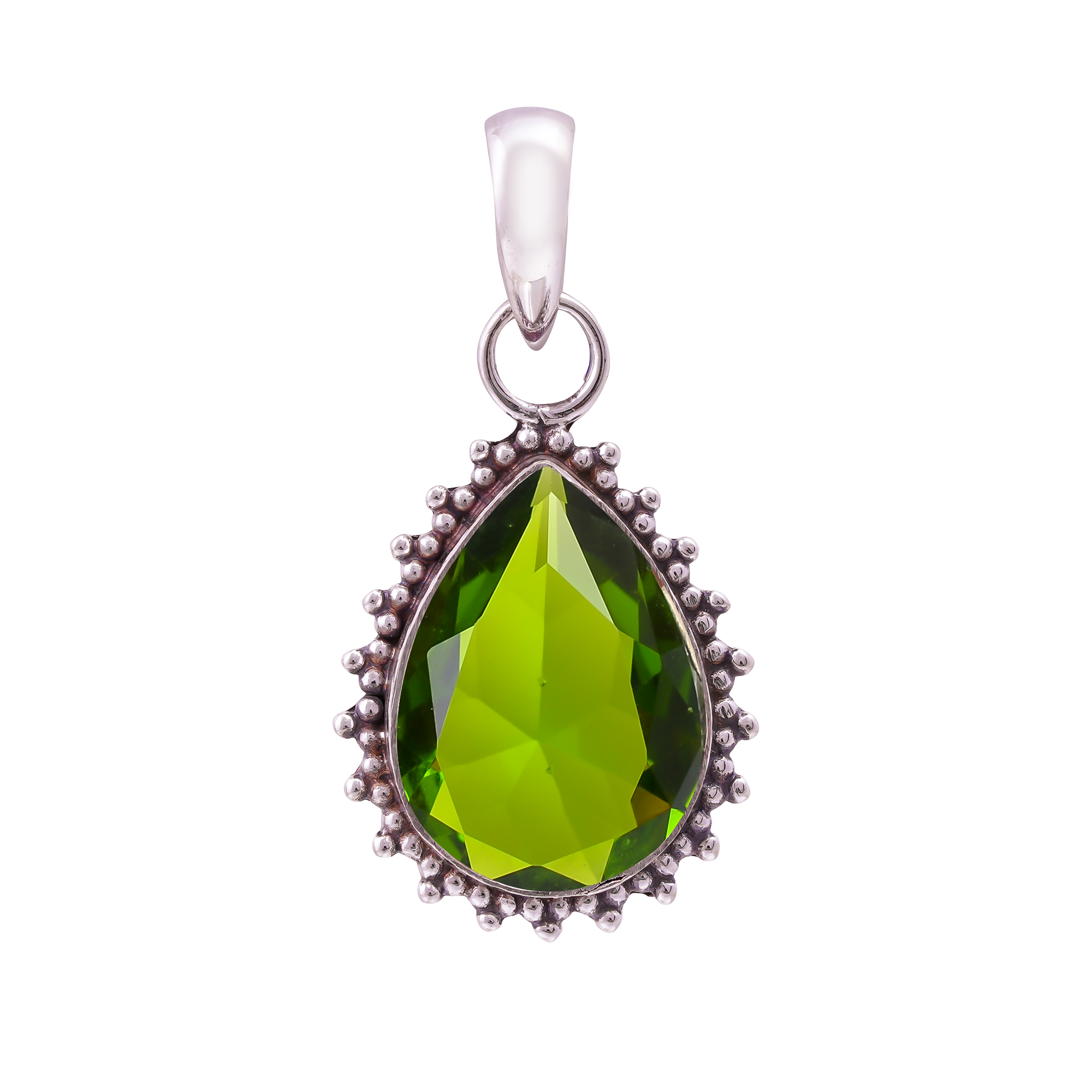 Peridot - Simulated 925 Solid Sterling Silver Pendant