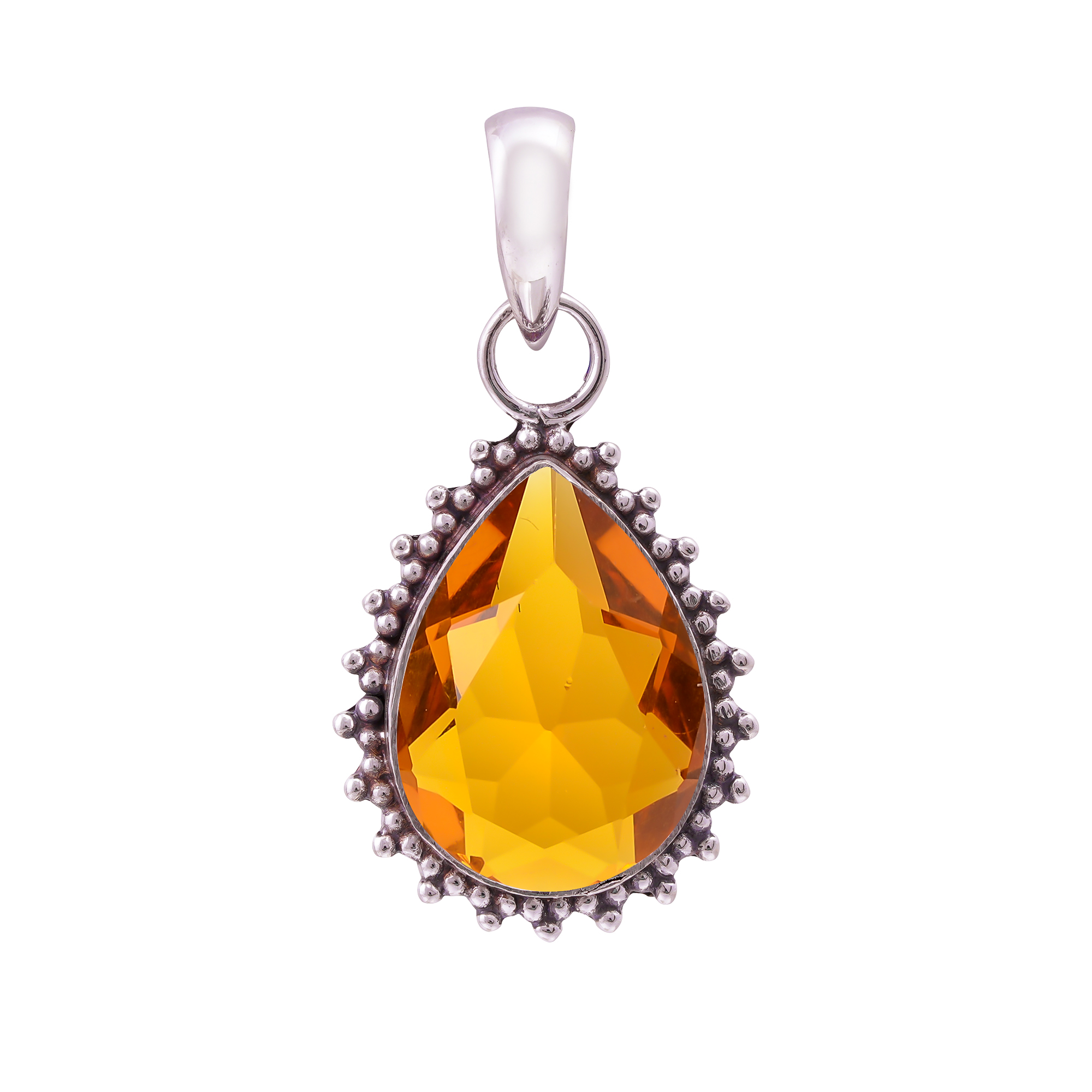 Citrine - Simulated 925 Solid Sterling Silver Pendant