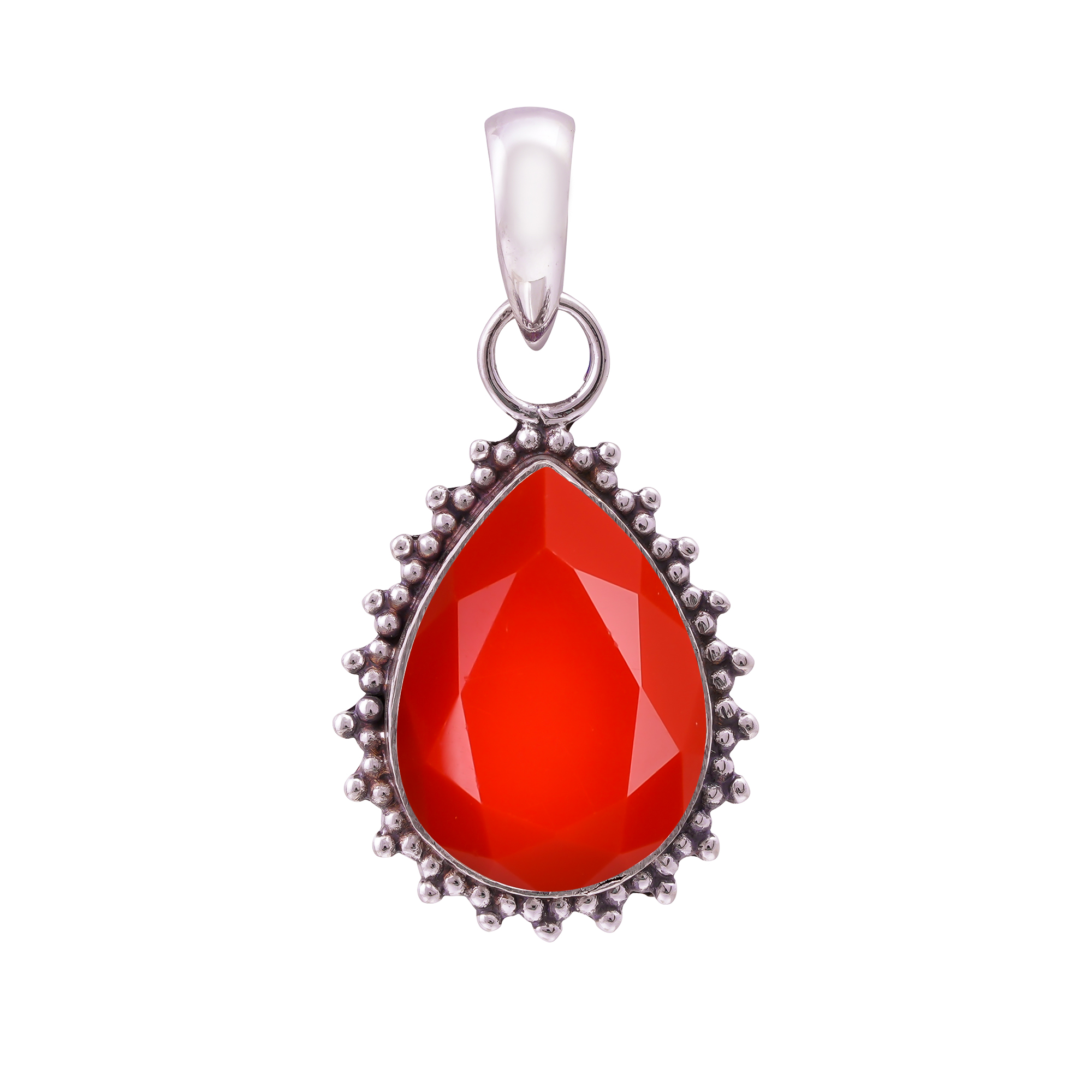 Red Coral - Simulated 925 Solid Sterling Silver Pendant