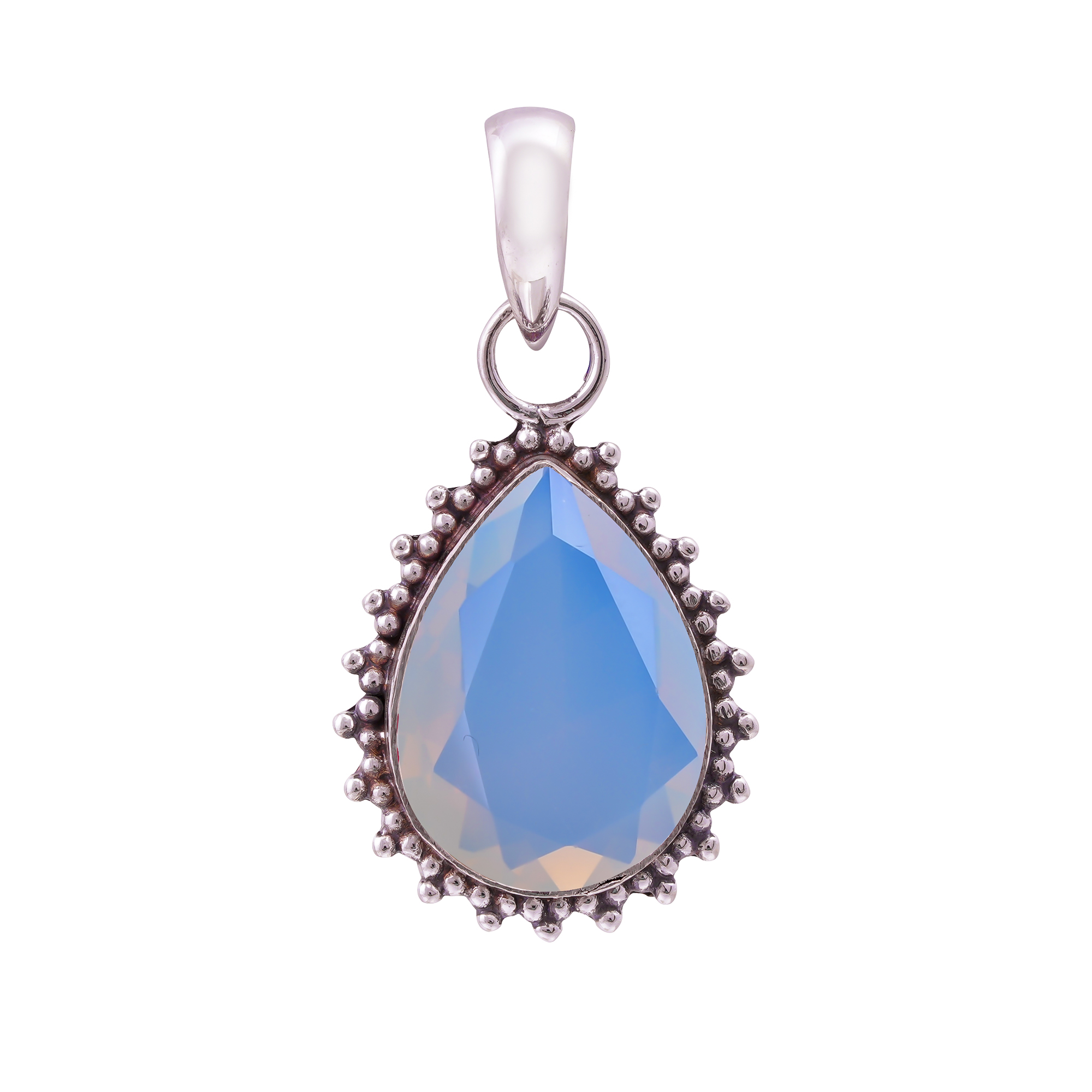 Milky Opal - Simulated 925 Solid Sterling Silver Pendant