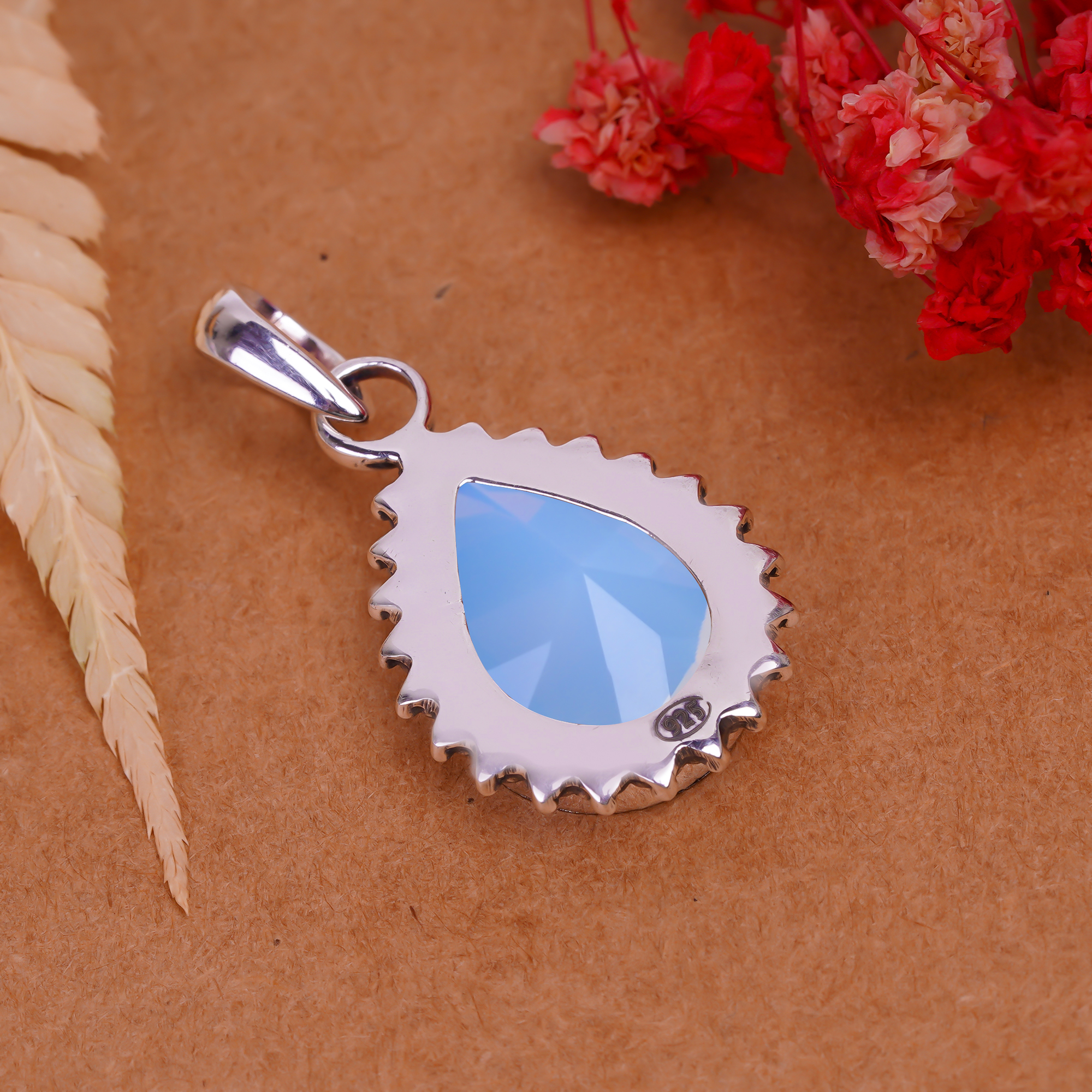Milky Opal - Simulated 925 Solid Sterling Silver Pendant