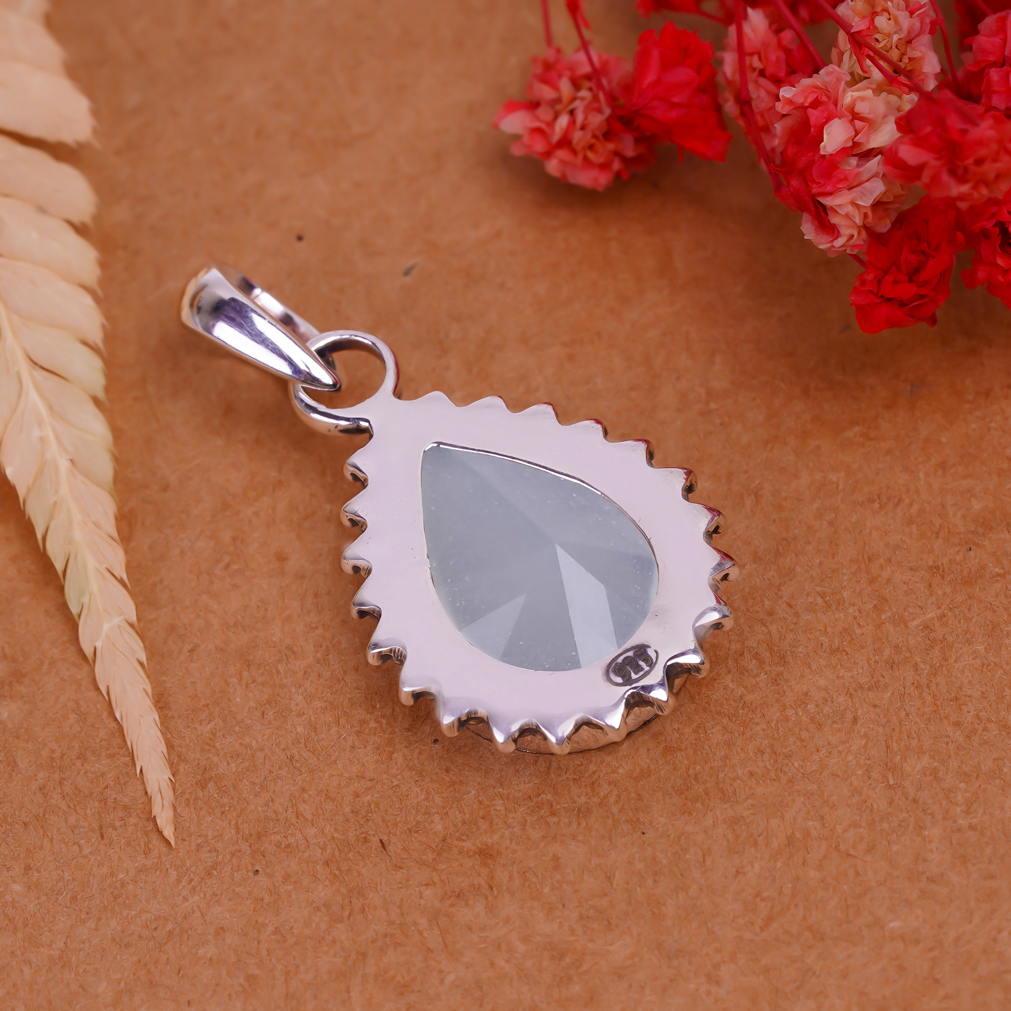 Divine Light Selenite - Simulated 925 Solid Sterling Silver Pendant