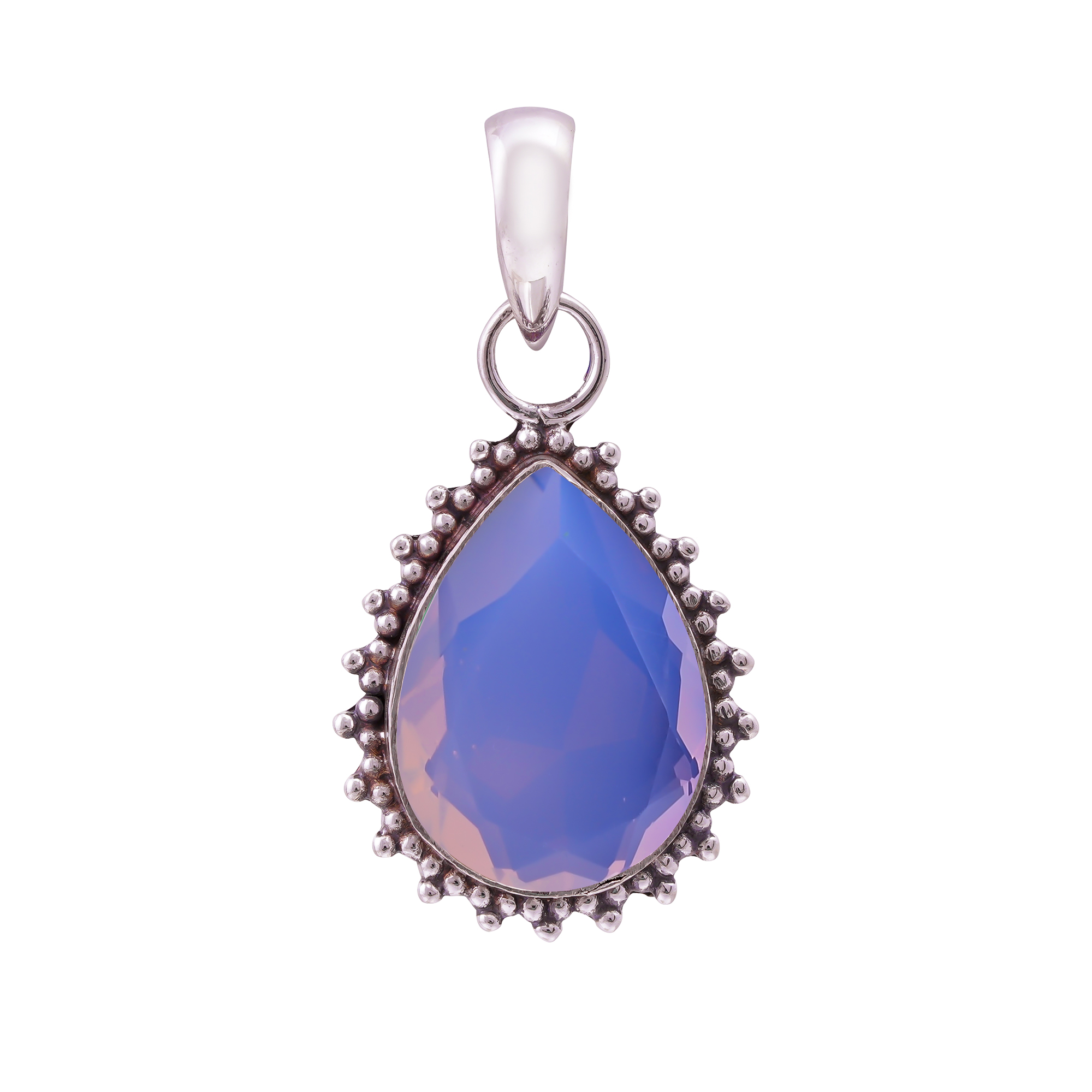 Milky Pink Opal - Simulated 925 Solid Sterling Silver Pendant