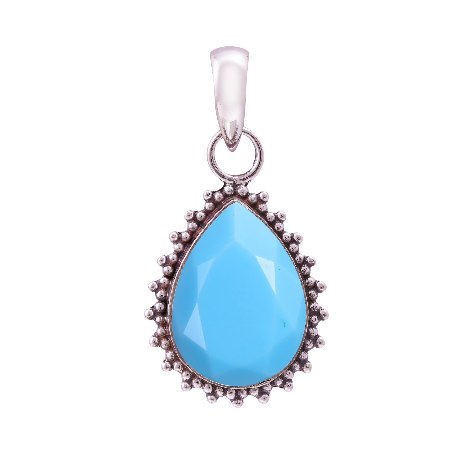Turquoise - Simulated 925 Solid Sterling Silver Pendant