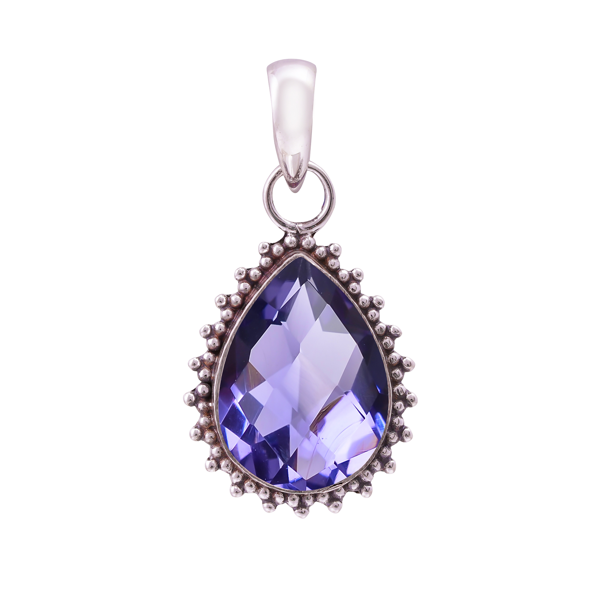 Iolite - Simulated 925 Solid Sterling Silver Pendant