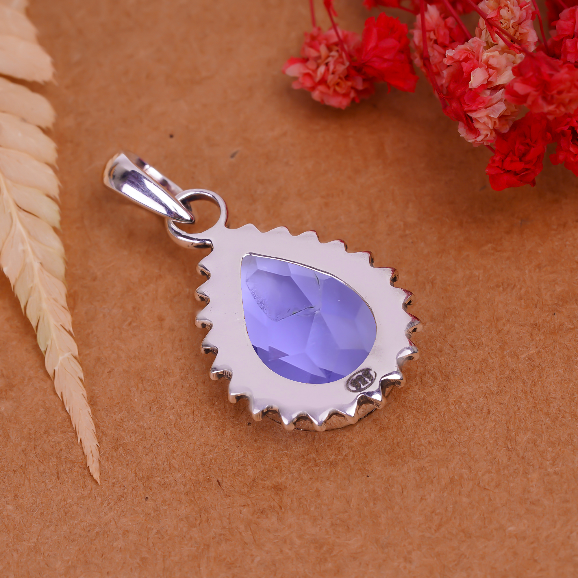 Iolite - Simulated 925 Solid Sterling Silver Pendant