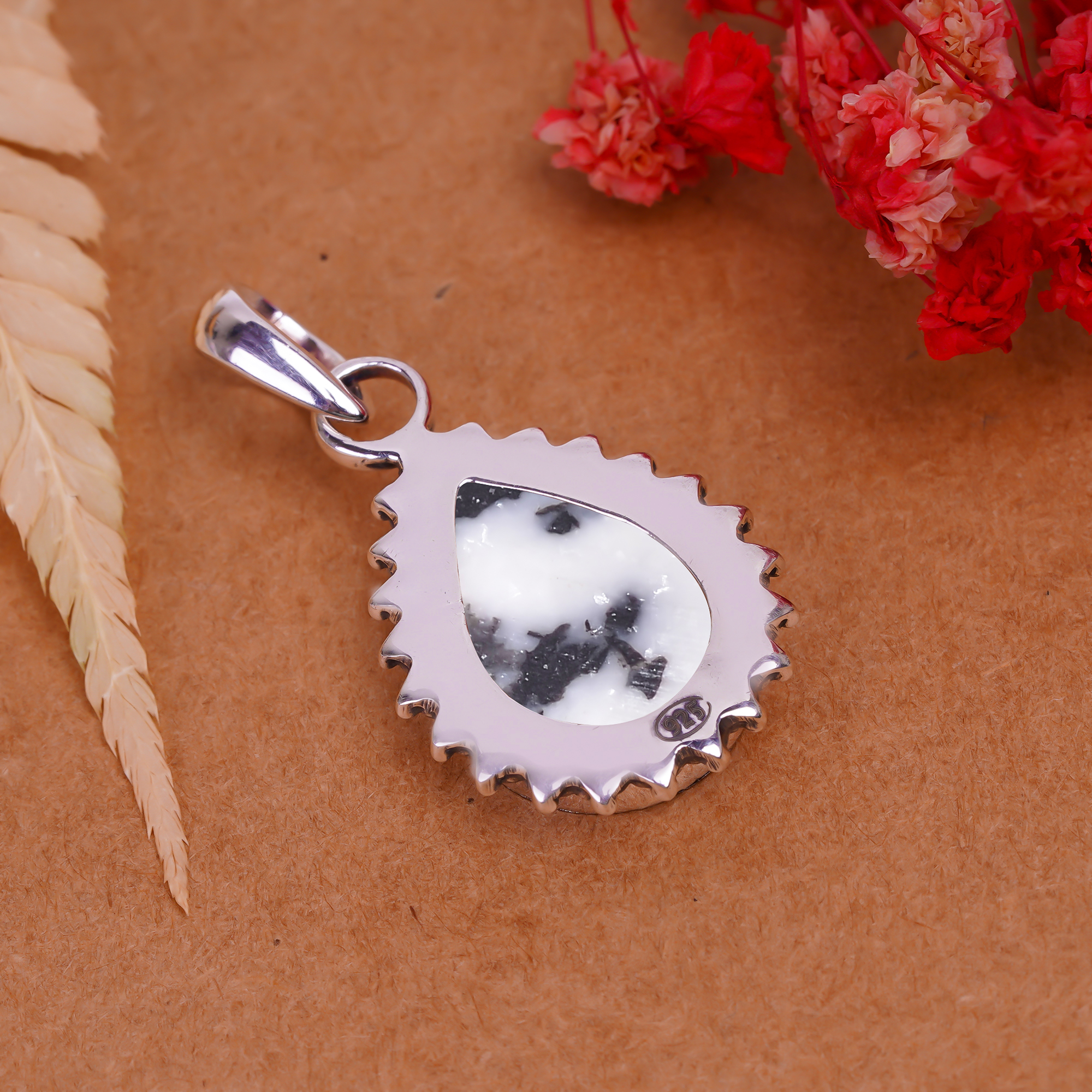 White Buffalo Turquoise - Nevada 925 Solid Sterling Silver Pendant