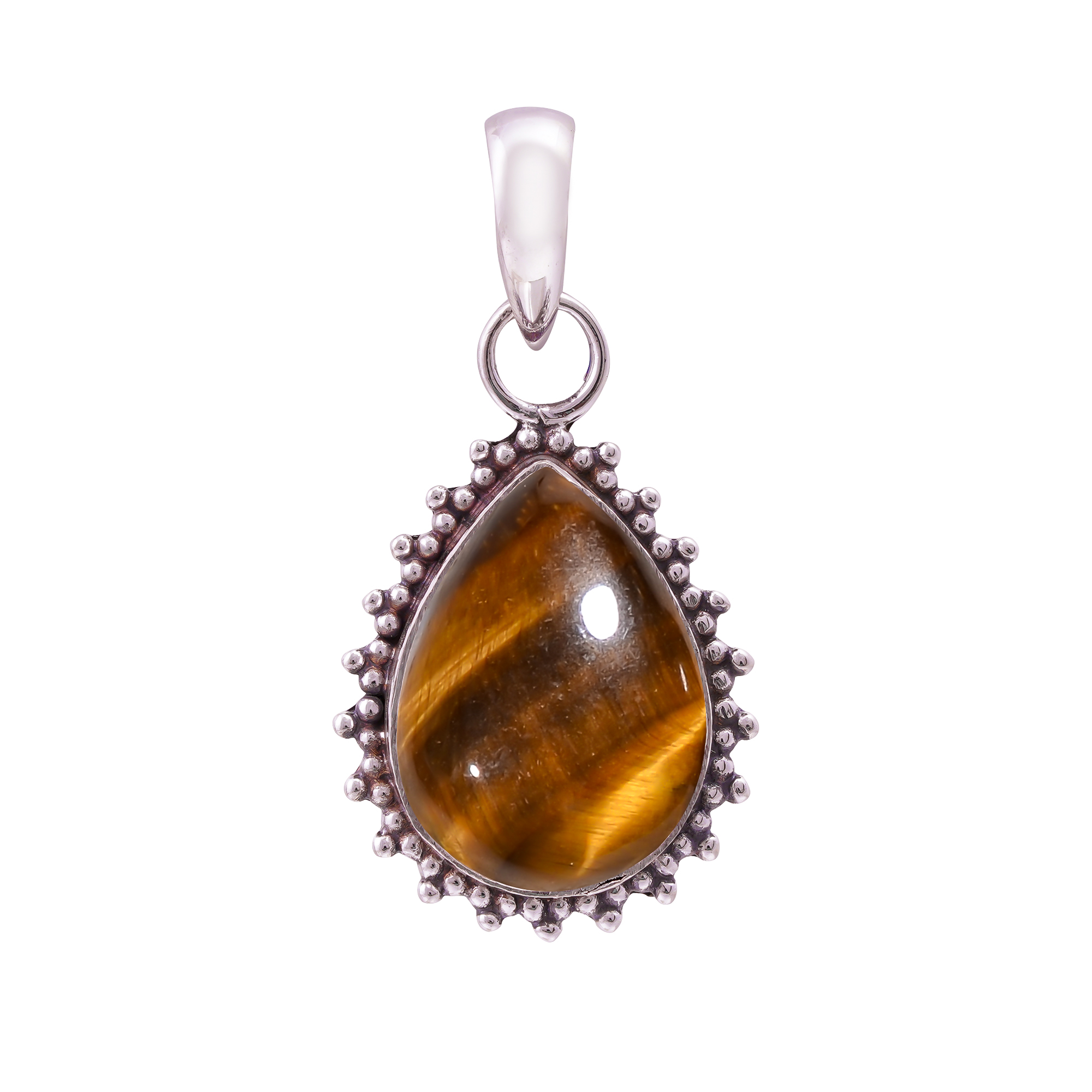 Yellow Tiger Eye - South Africa 925 Solid Sterling Silver Pendant