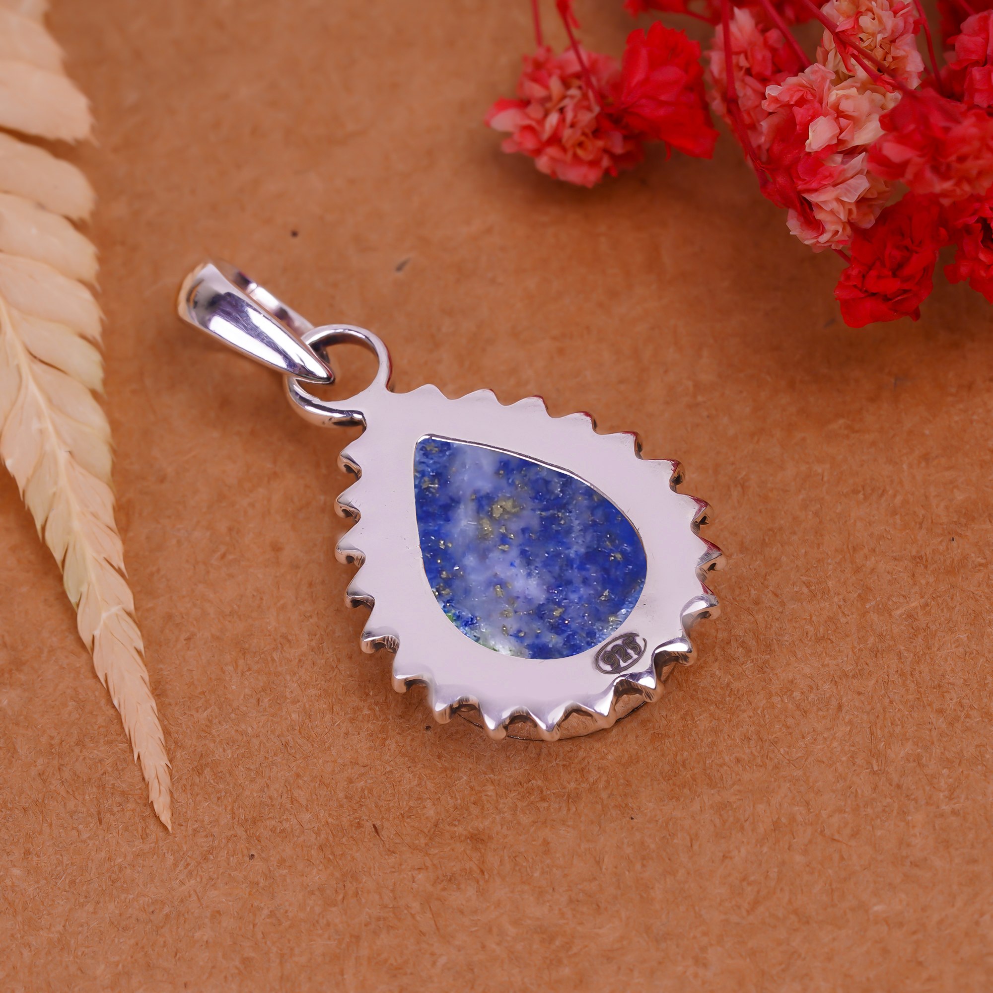 Natural Lapis Lazuli - Afghanistan 925 Solid Sterling Silver Pendant