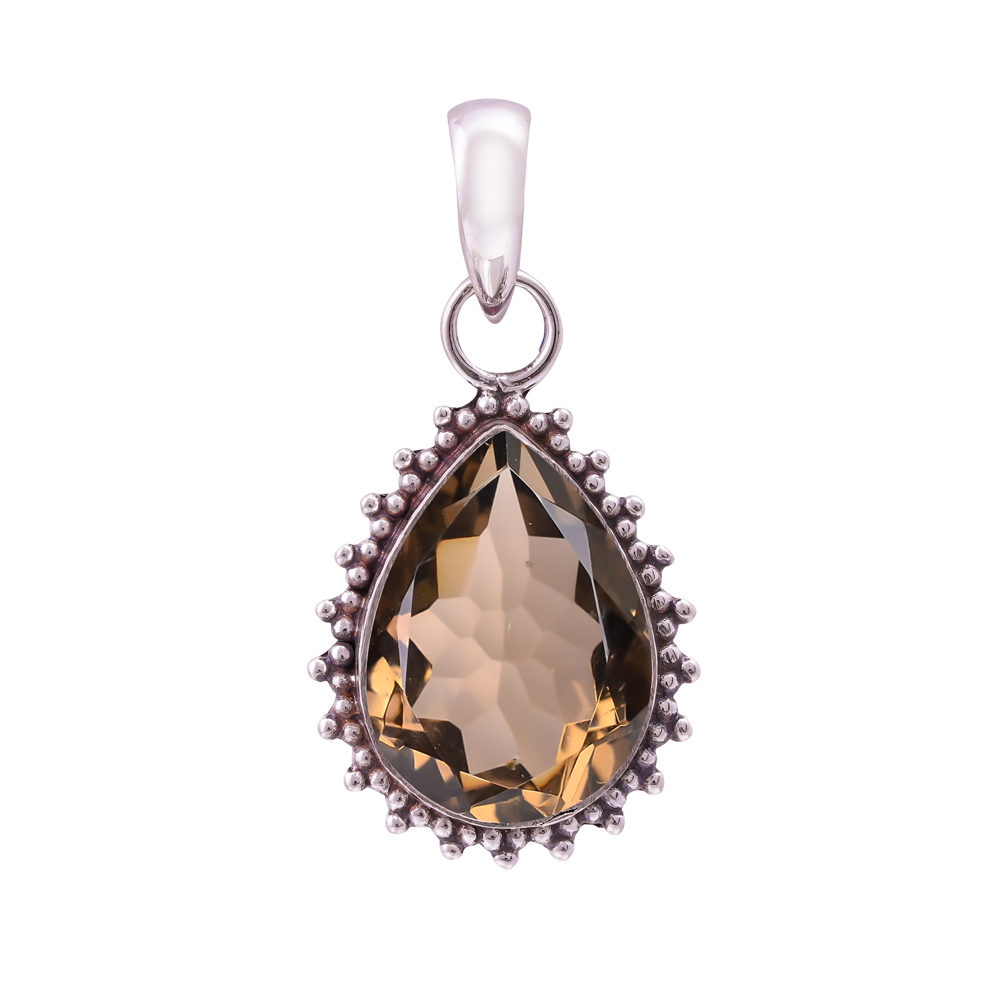 Smokey - Simulated 925 Solid Sterling Silver Pendant