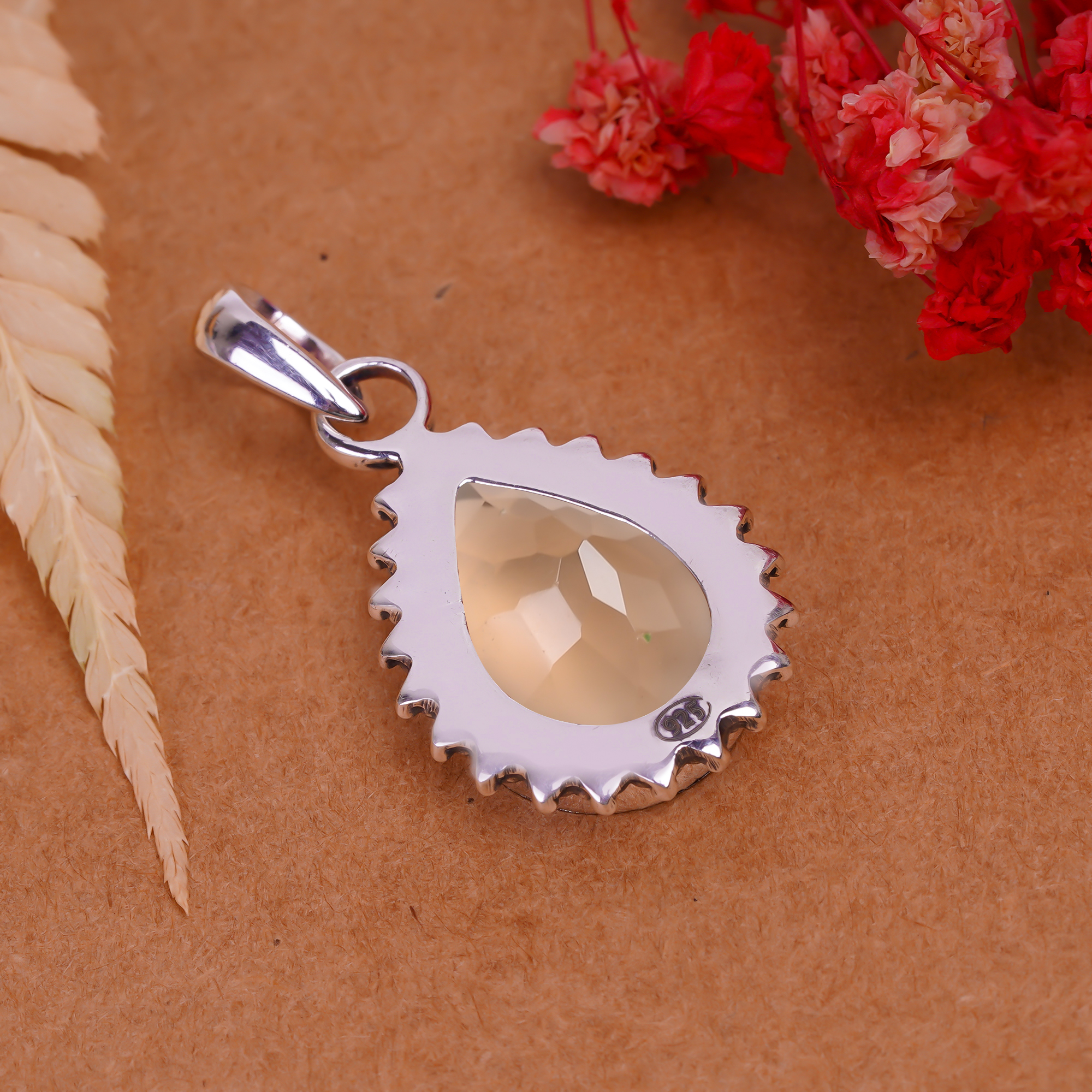 Smokey - Simulated 925 Solid Sterling Silver Pendant