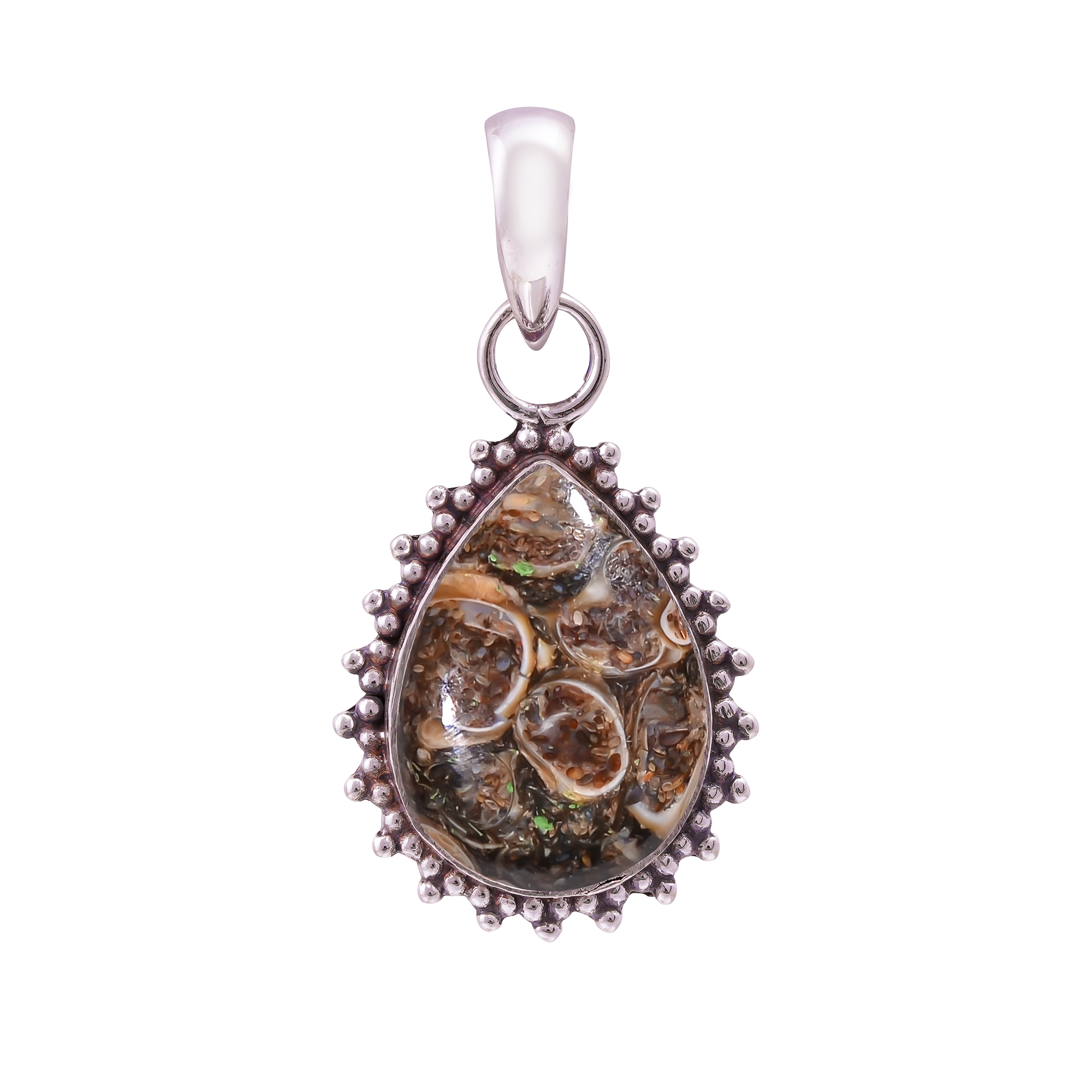 Turritella Agate - Wyoming 925 Solid Sterling Silver Pendant