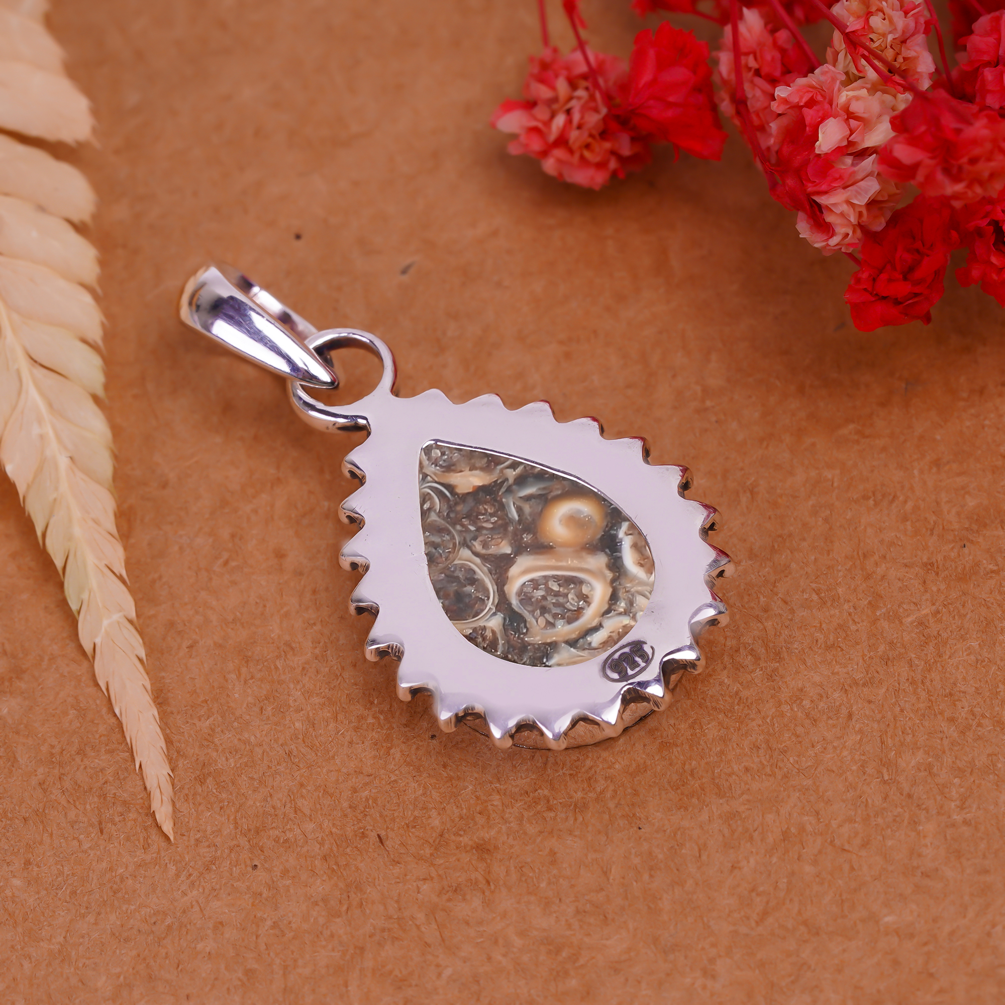 Turritella Agate - Wyoming 925 Solid Sterling Silver Pendant