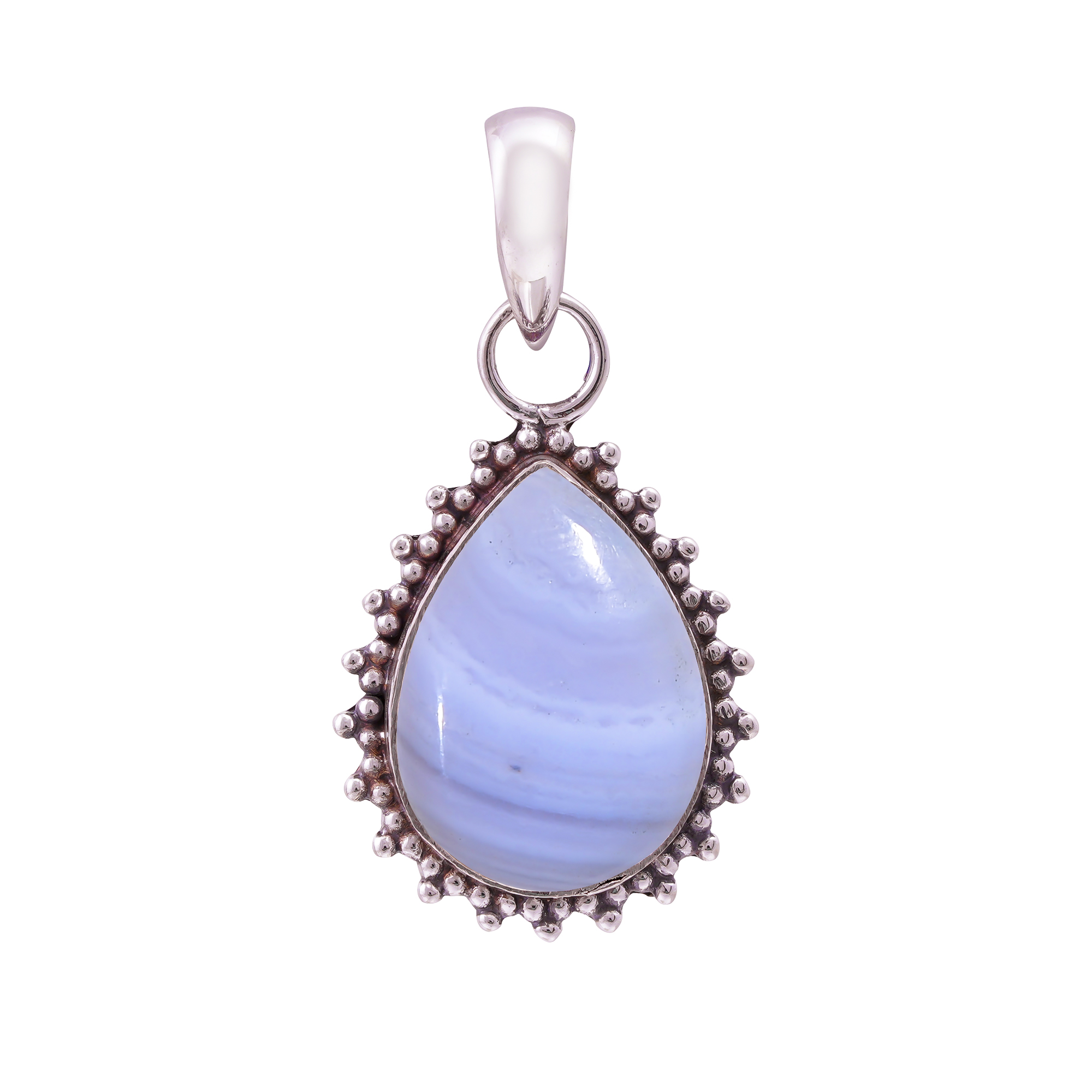 Blue Lace Agate - Namibia 925 Solid Sterling Silver Pendant