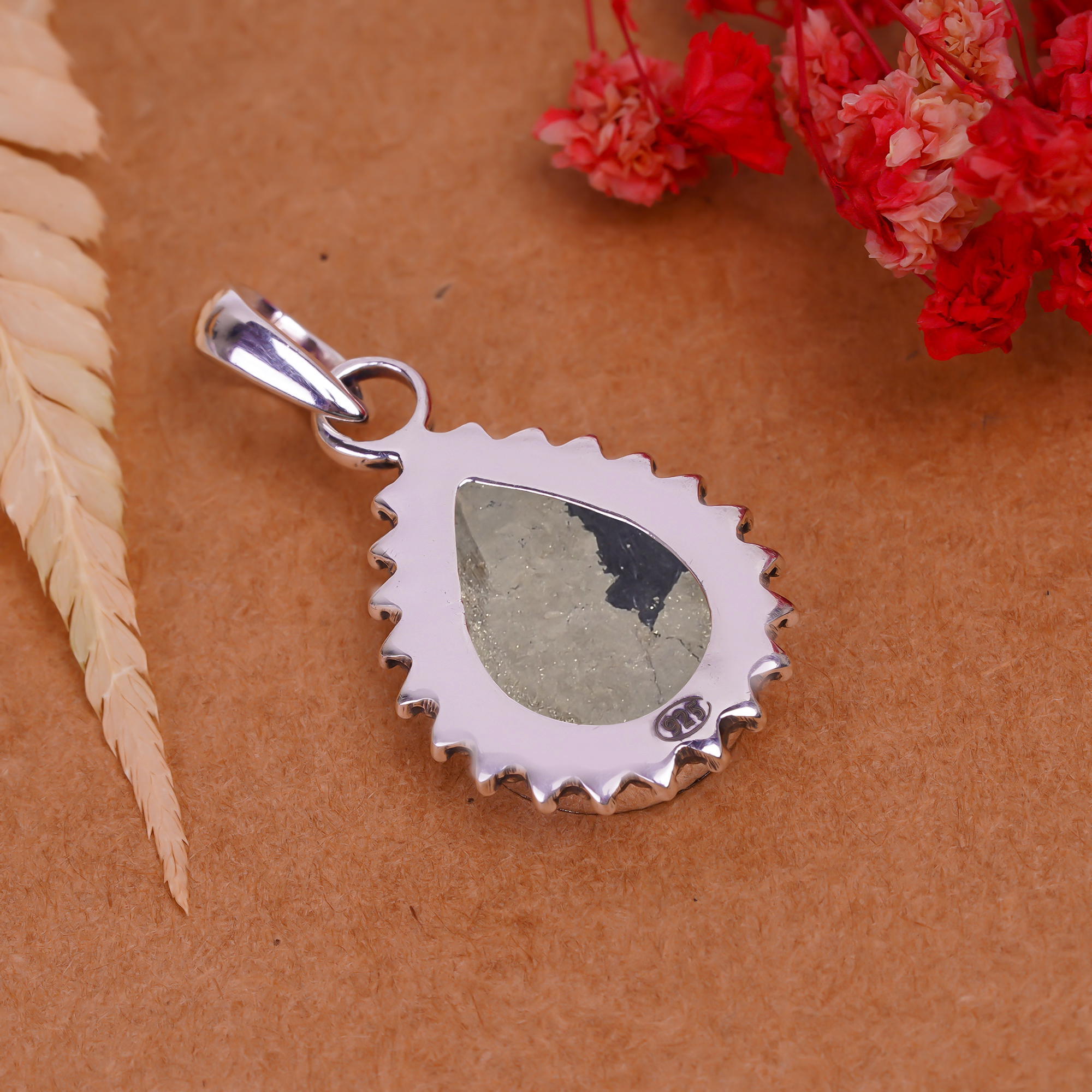 Healer'S Gold Pyrite In Magnetite 925 Solid Sterling Silver Pendant