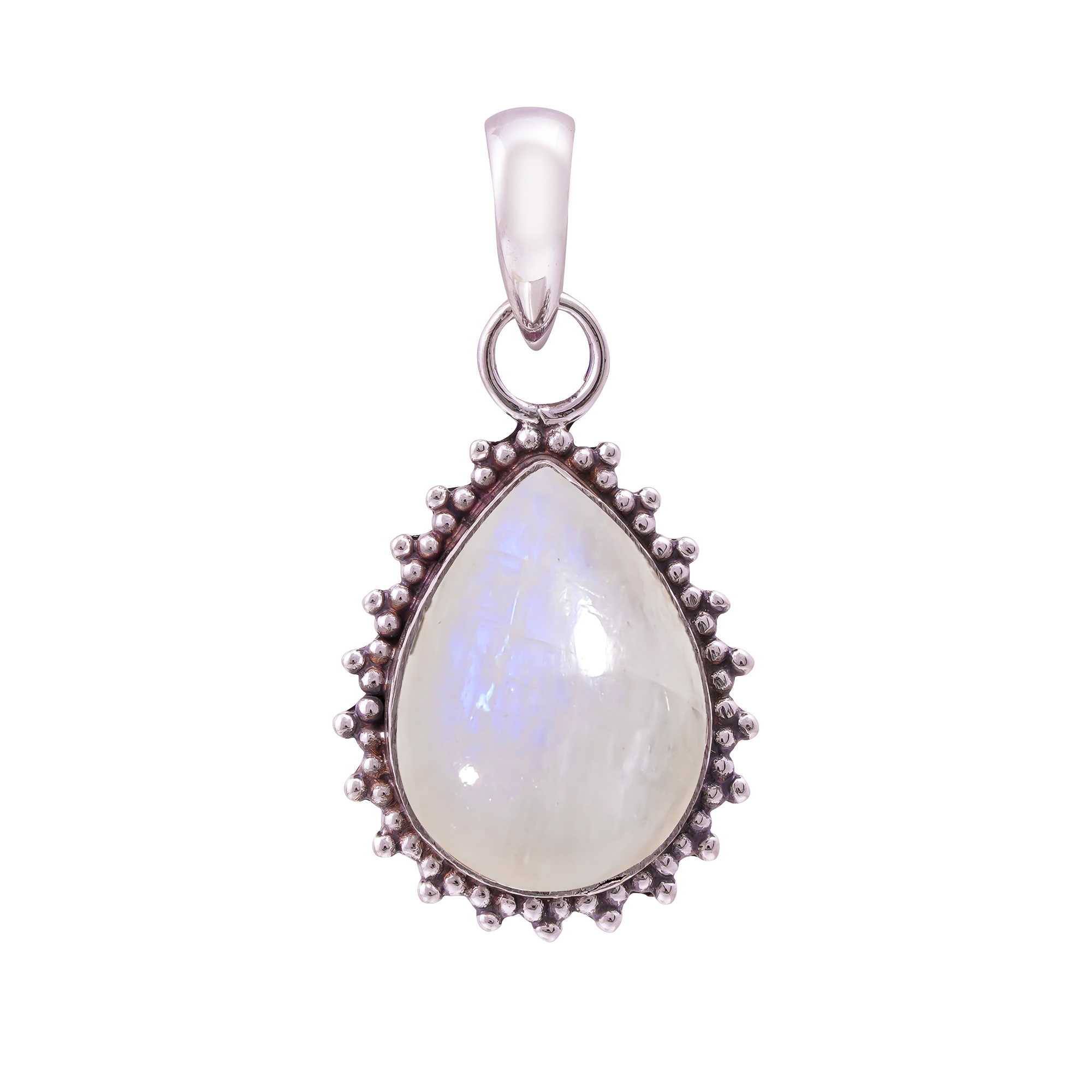 Rainbow Moonstone - India 925 Solid Sterling Silver Pendant