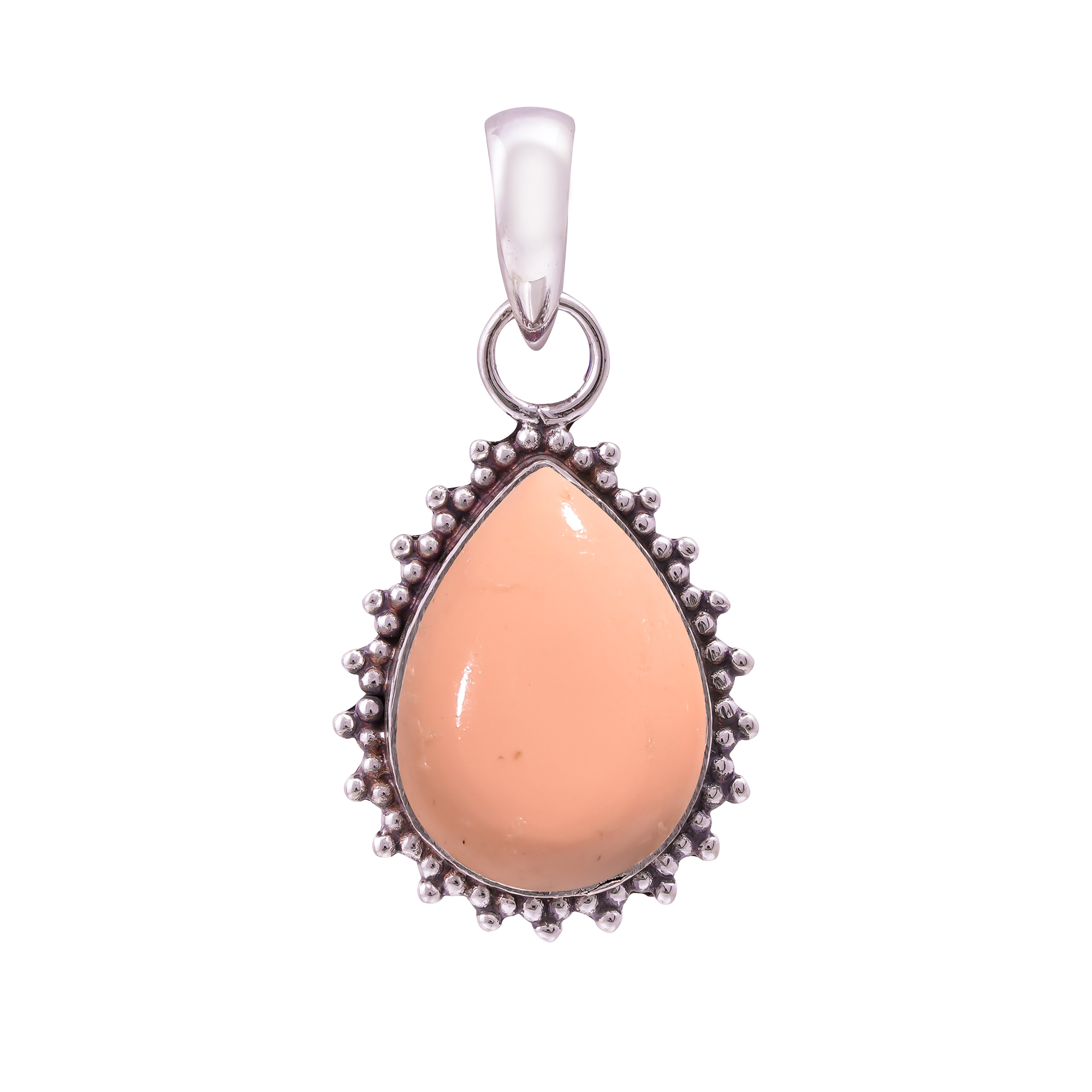 Pink Opal - Simulated   925 Solid Sterling Silver Pendant