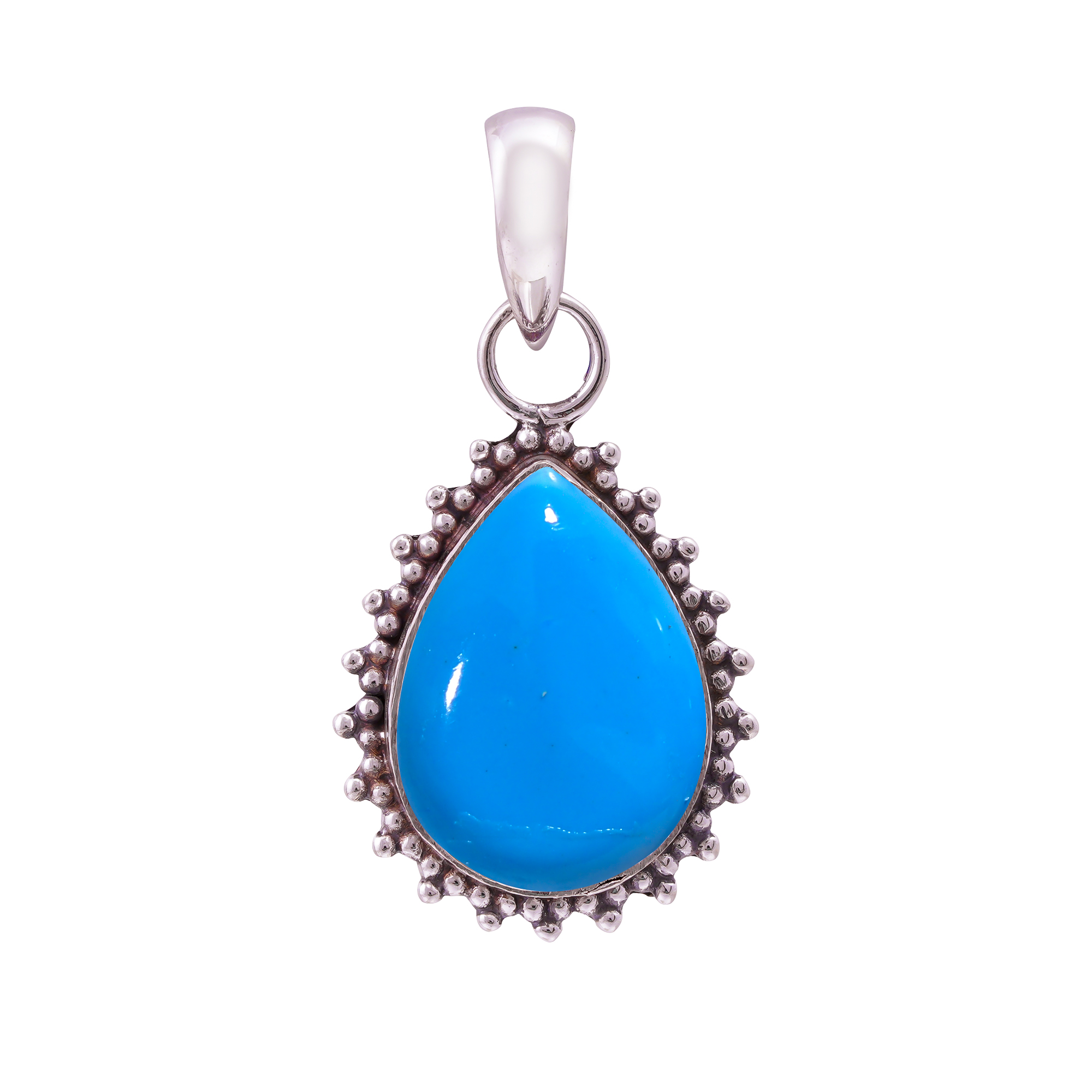 Sleeping Beauty Turquoise - Simulated 925 Solid Sterling Silver Pendant