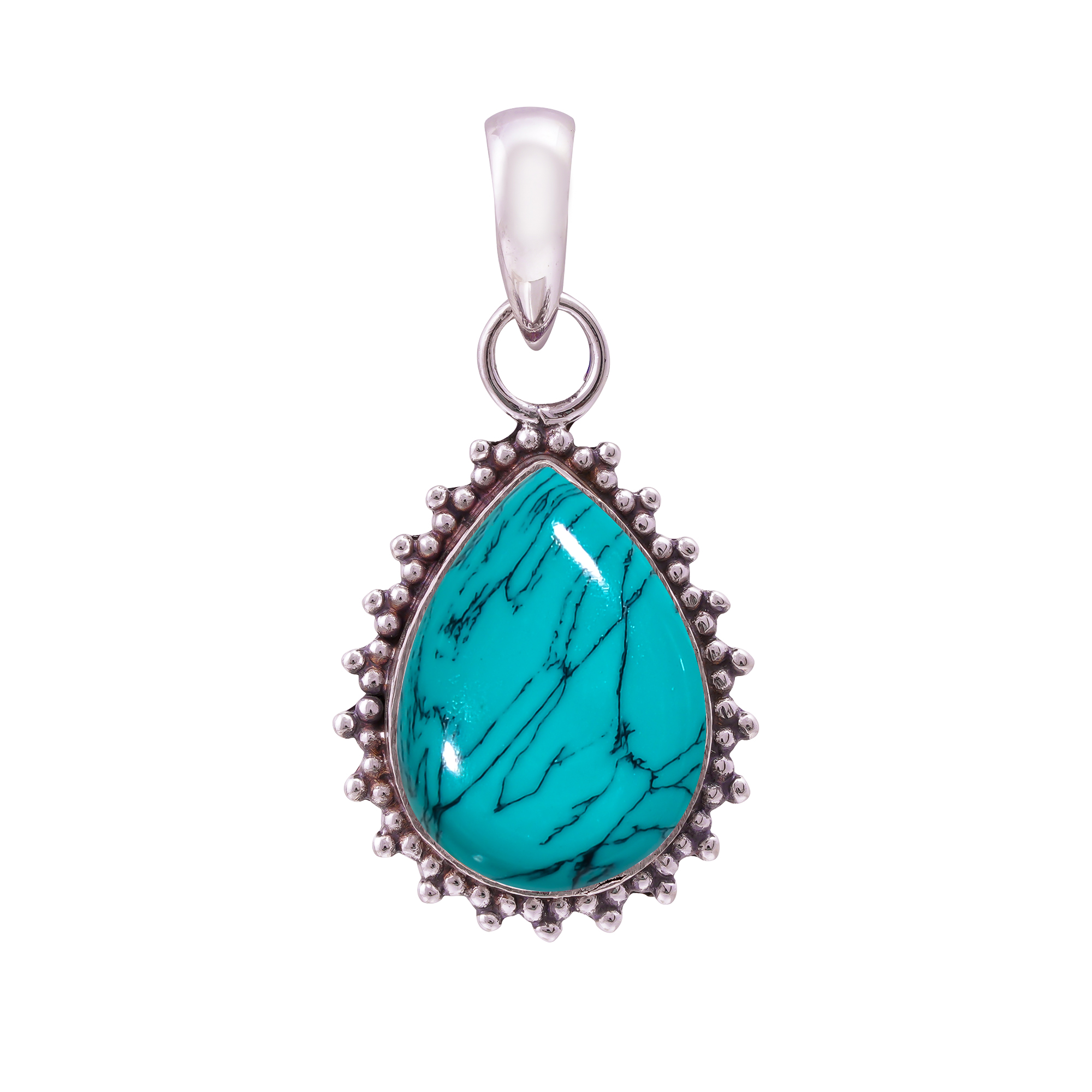 Santa Rosa Turquoise - Simulated 925 Solid Sterling Silver Pendant