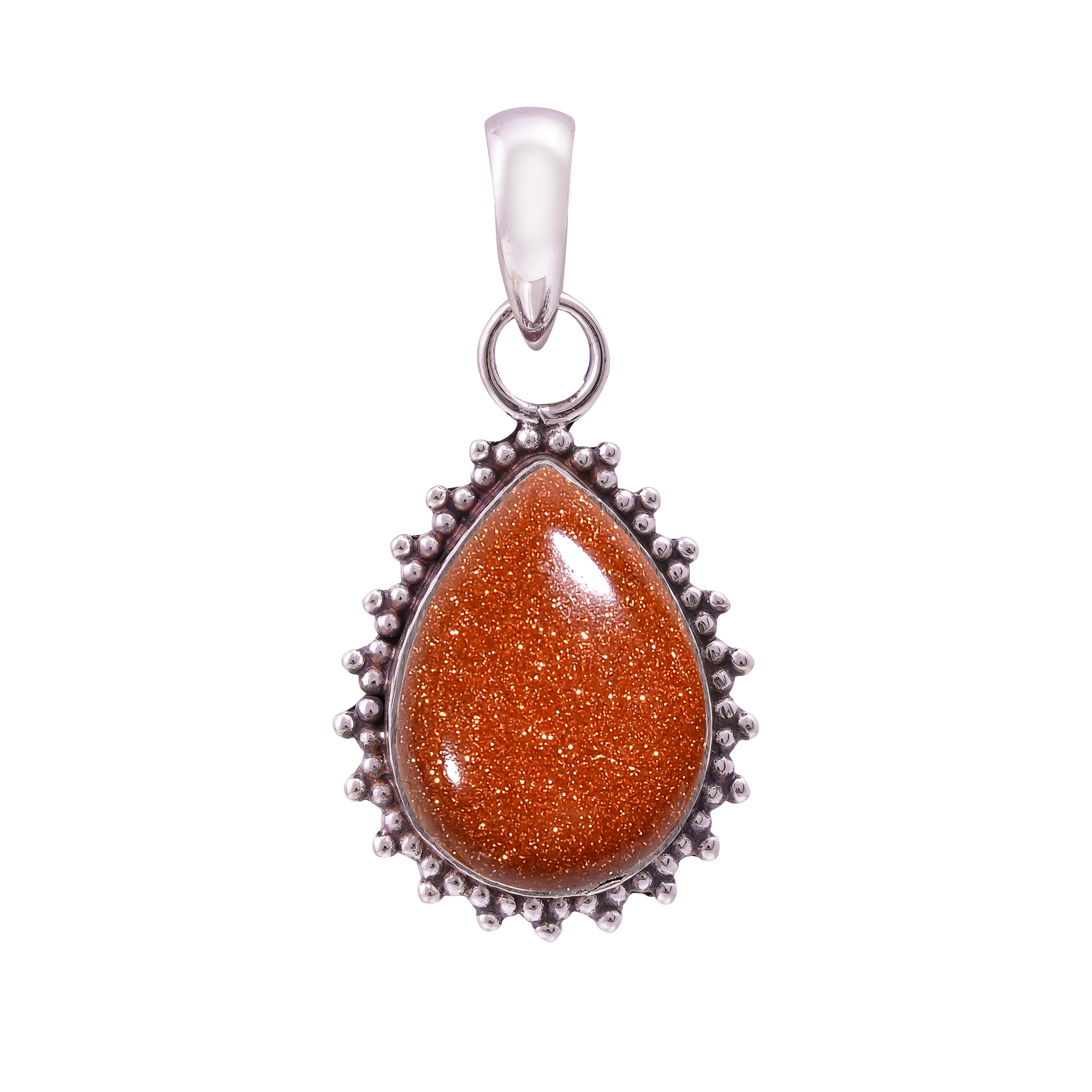 Golden Sunstone - Simulated 925 Solid Sterling Silver Pendant