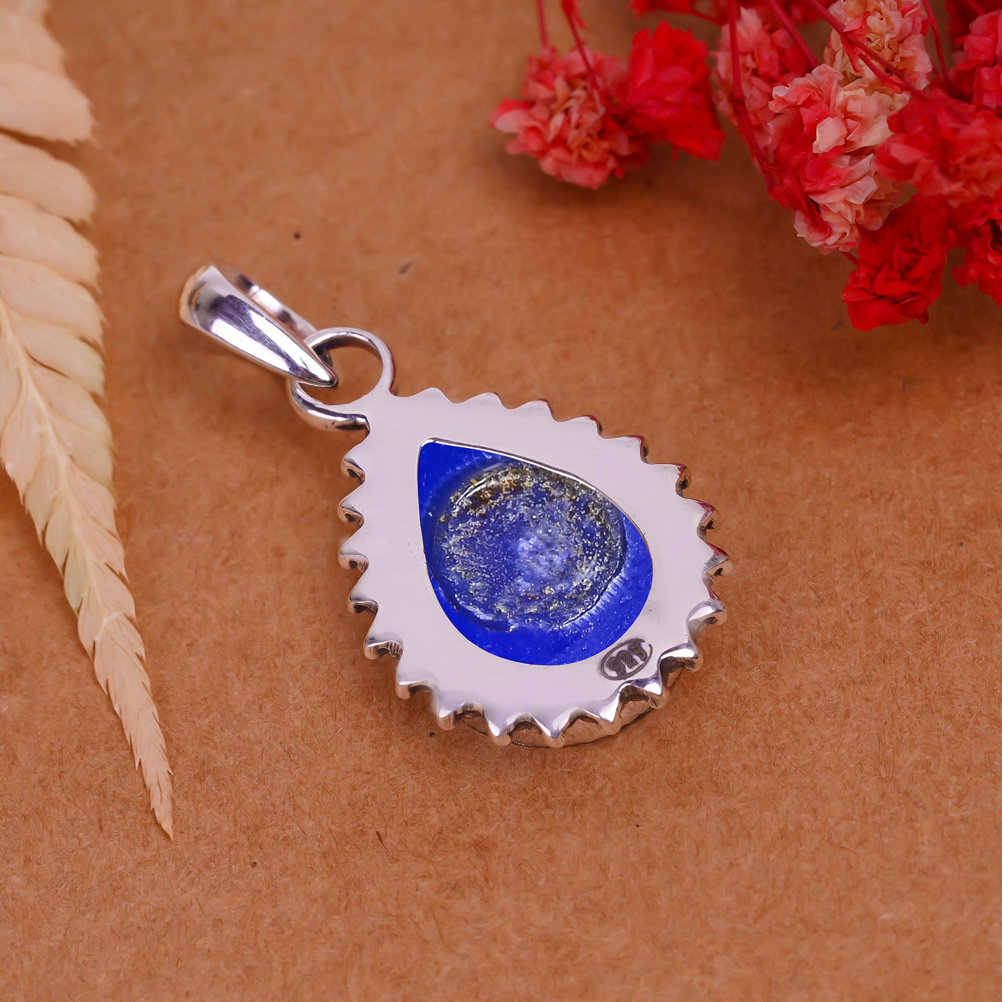 Lapis Lazuli - Simulated 925 Solid Sterling Silver Pendant