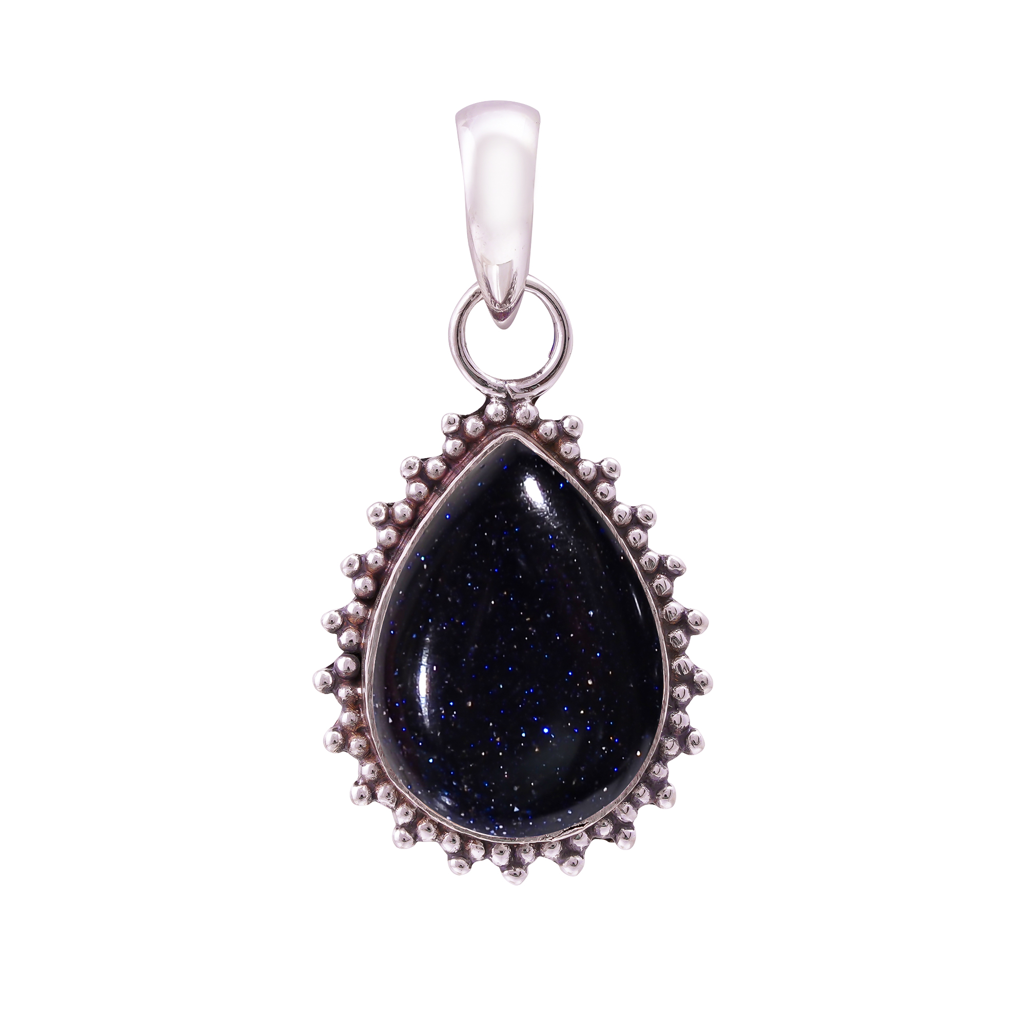 Blue Sunstone - Simulated 925 Solid Sterling Silver Pendant