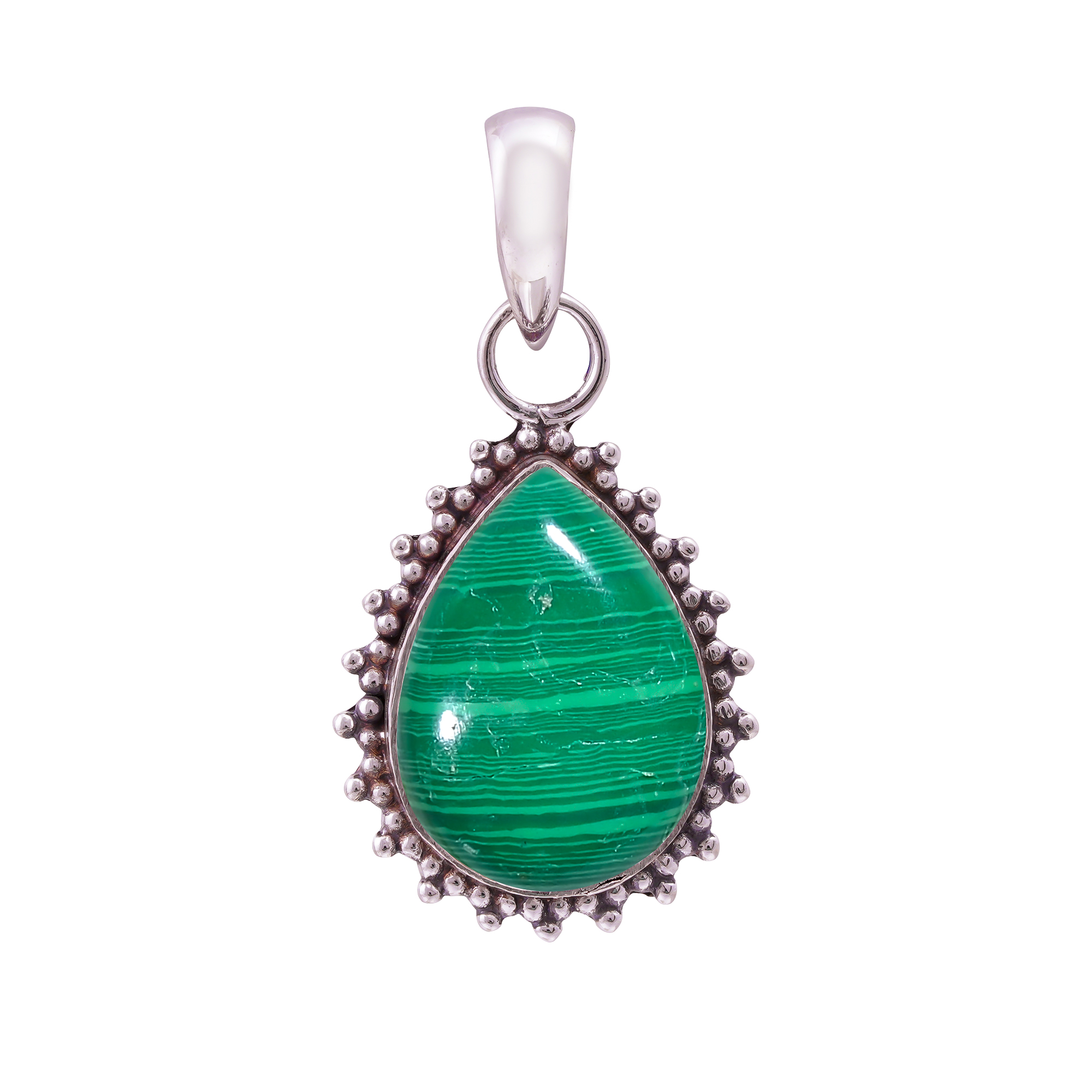 Malachite - Simulated 925 Solid Sterling Silver Pendant