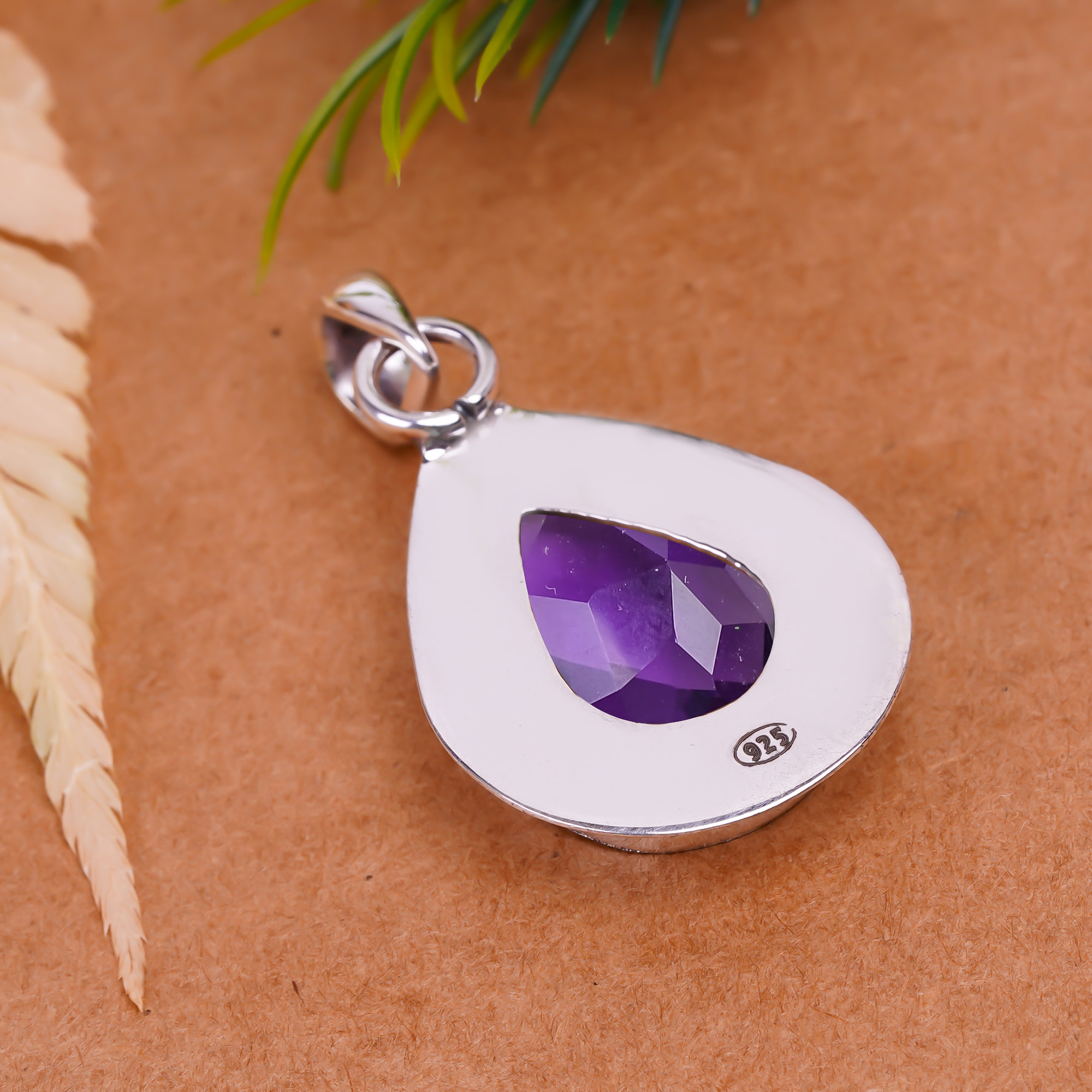 Purple Amethyst - Simulated 925 Sterling Silver Pendant