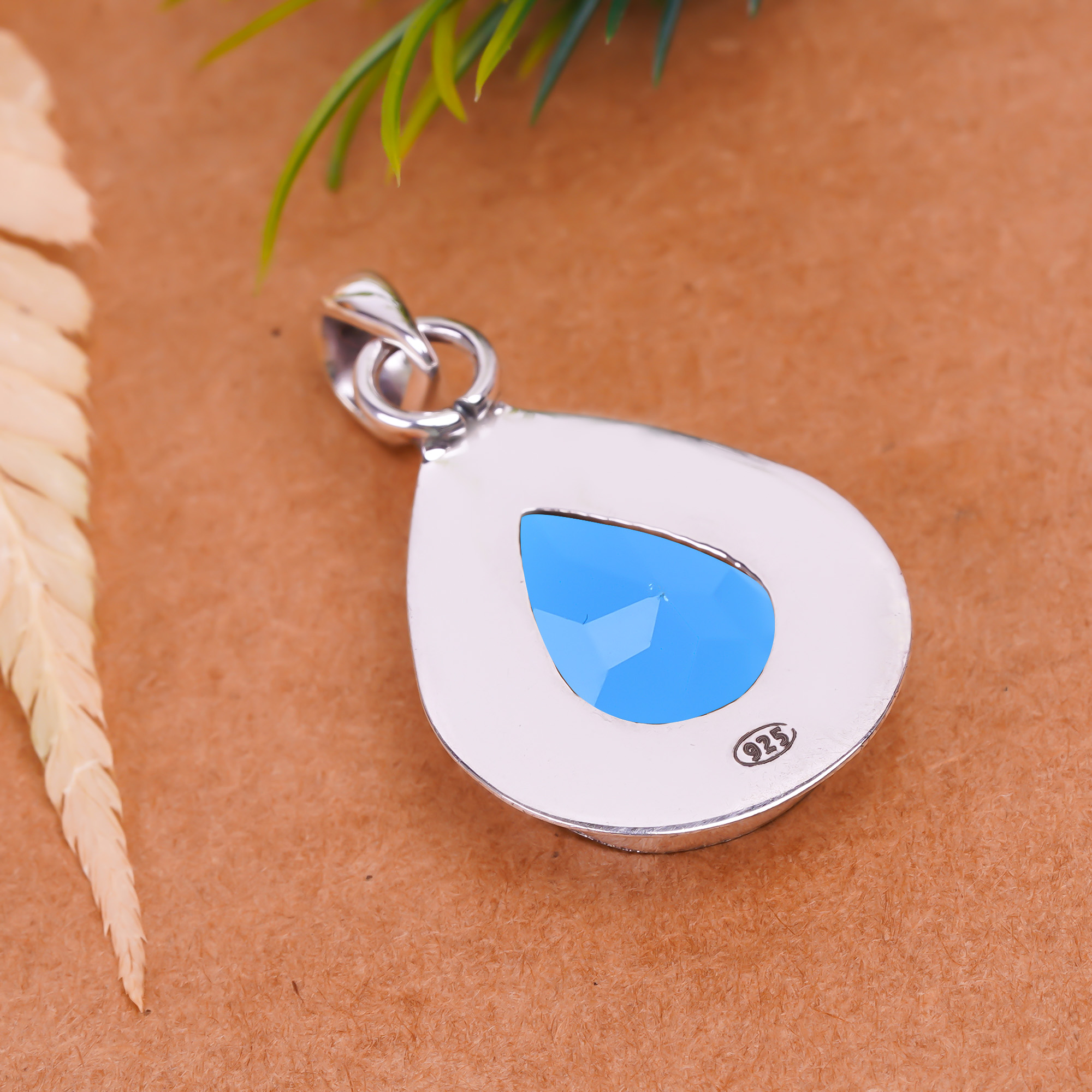 Chalcedony - Simulated 925 Solid Sterling Silver Pendant