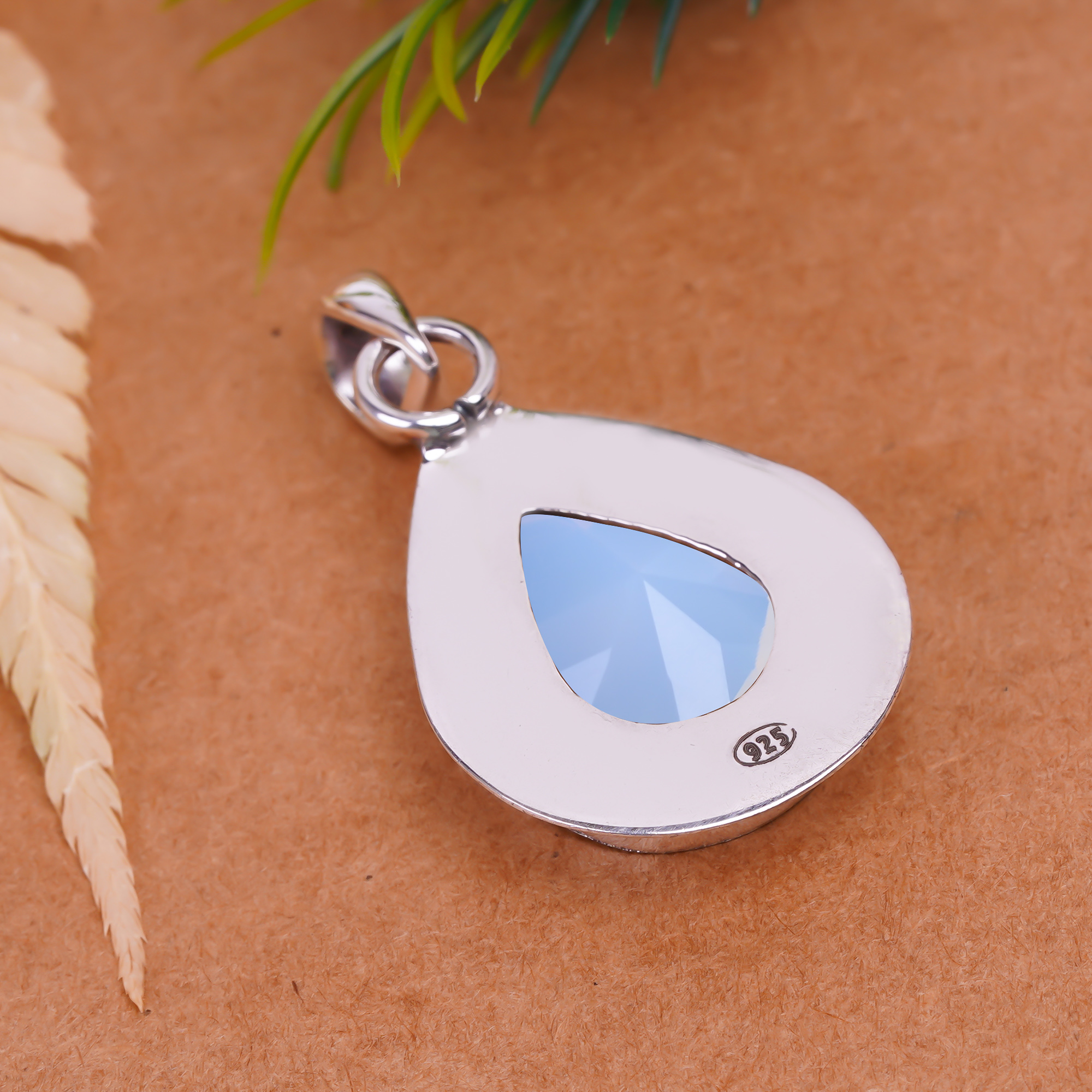 Milky Opal - Simulated 925 Solid Sterling Silver Pendant