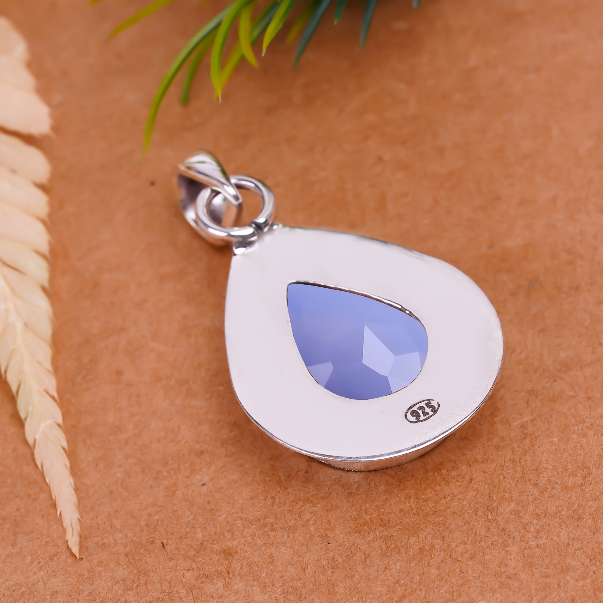 Milky Pink Opal - Simulated 925 Solid Sterling Silver Pendant