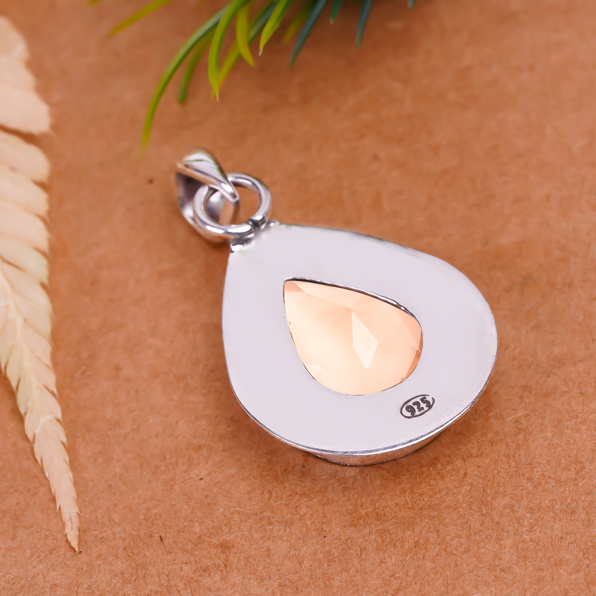 Morganite - Simulated 925 Solid Sterling Silver Pendant