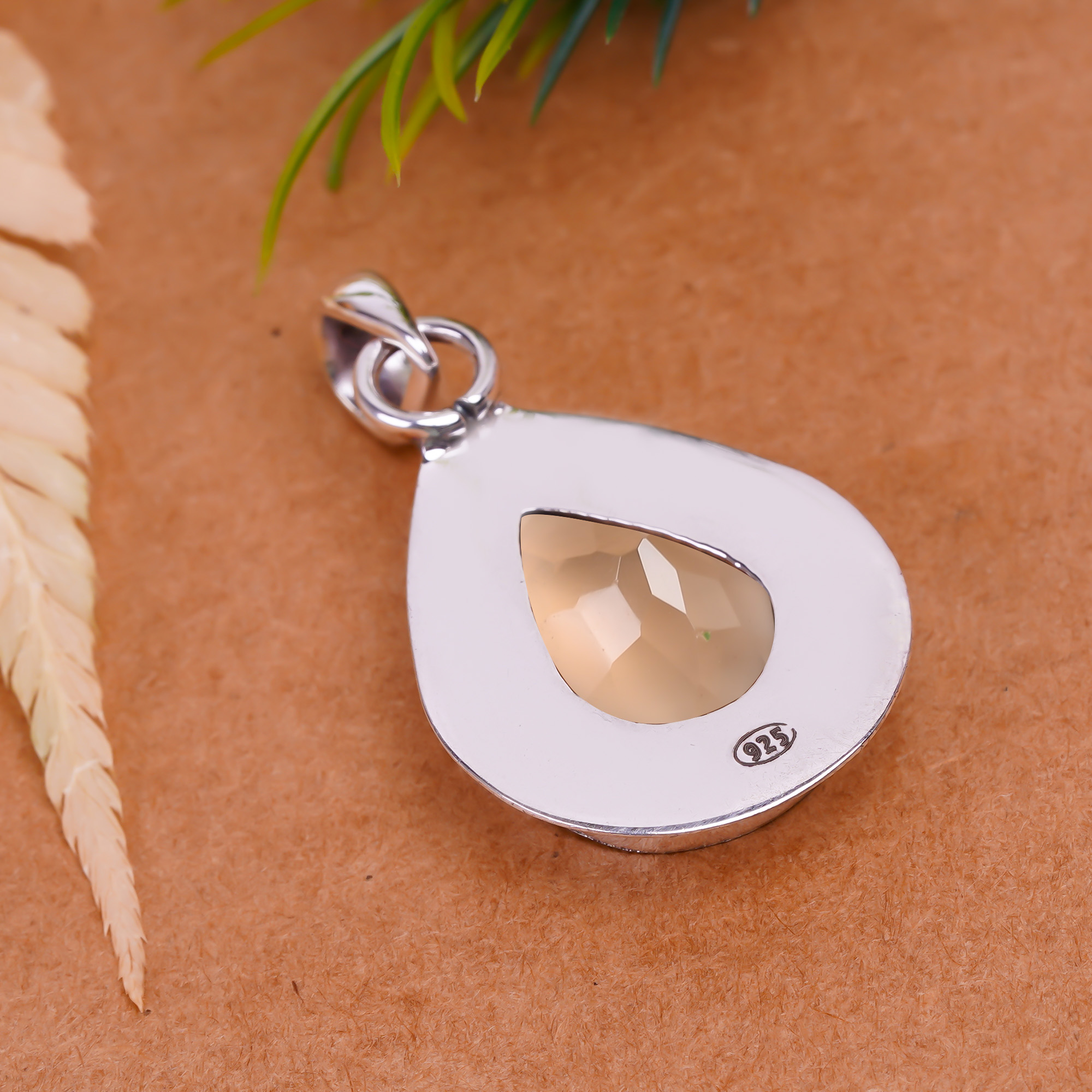 Smokey - Simulated 925 Solid Sterling Silver Pendant