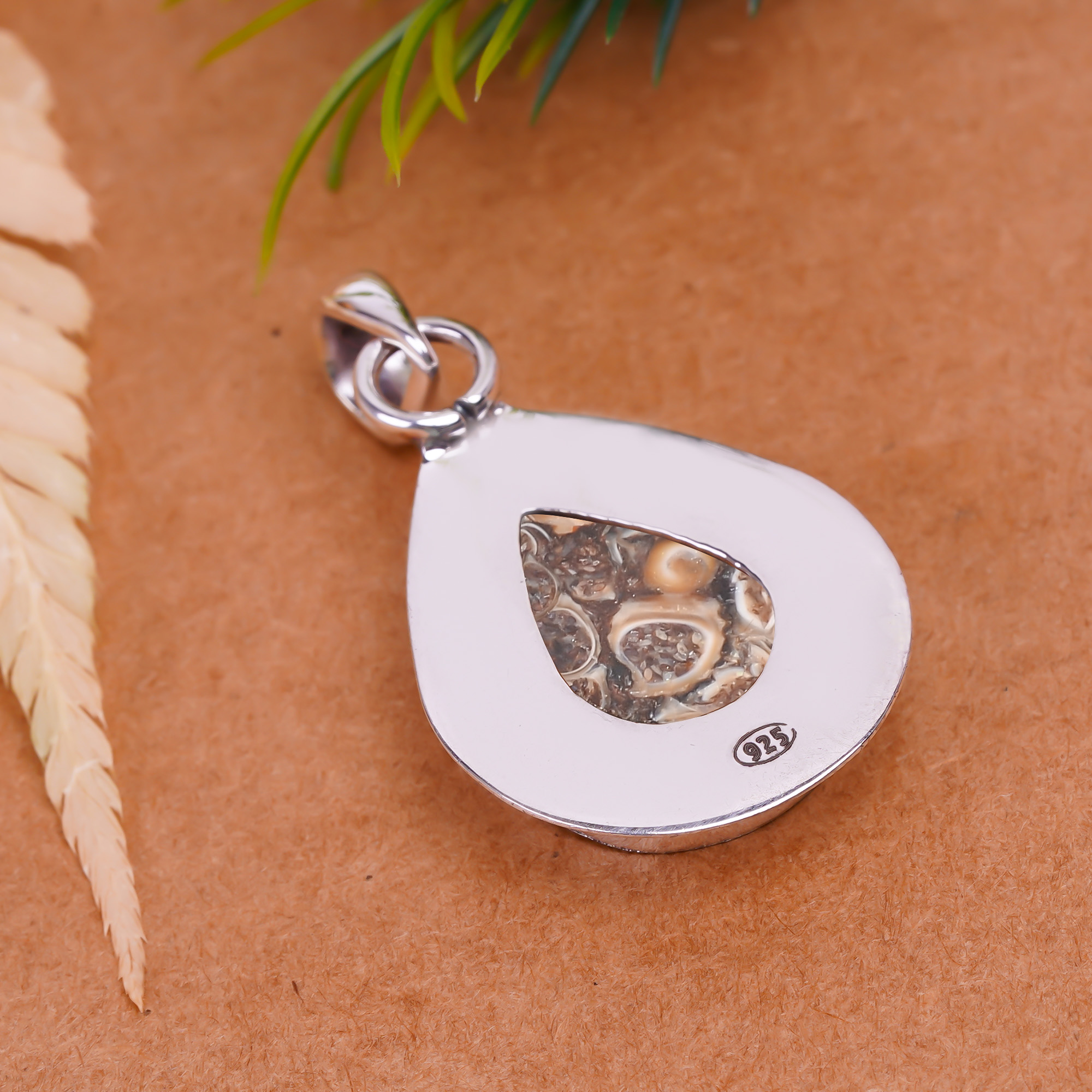 Turritella Agate - Wyoming 925 Solid Sterling Silver Pendant