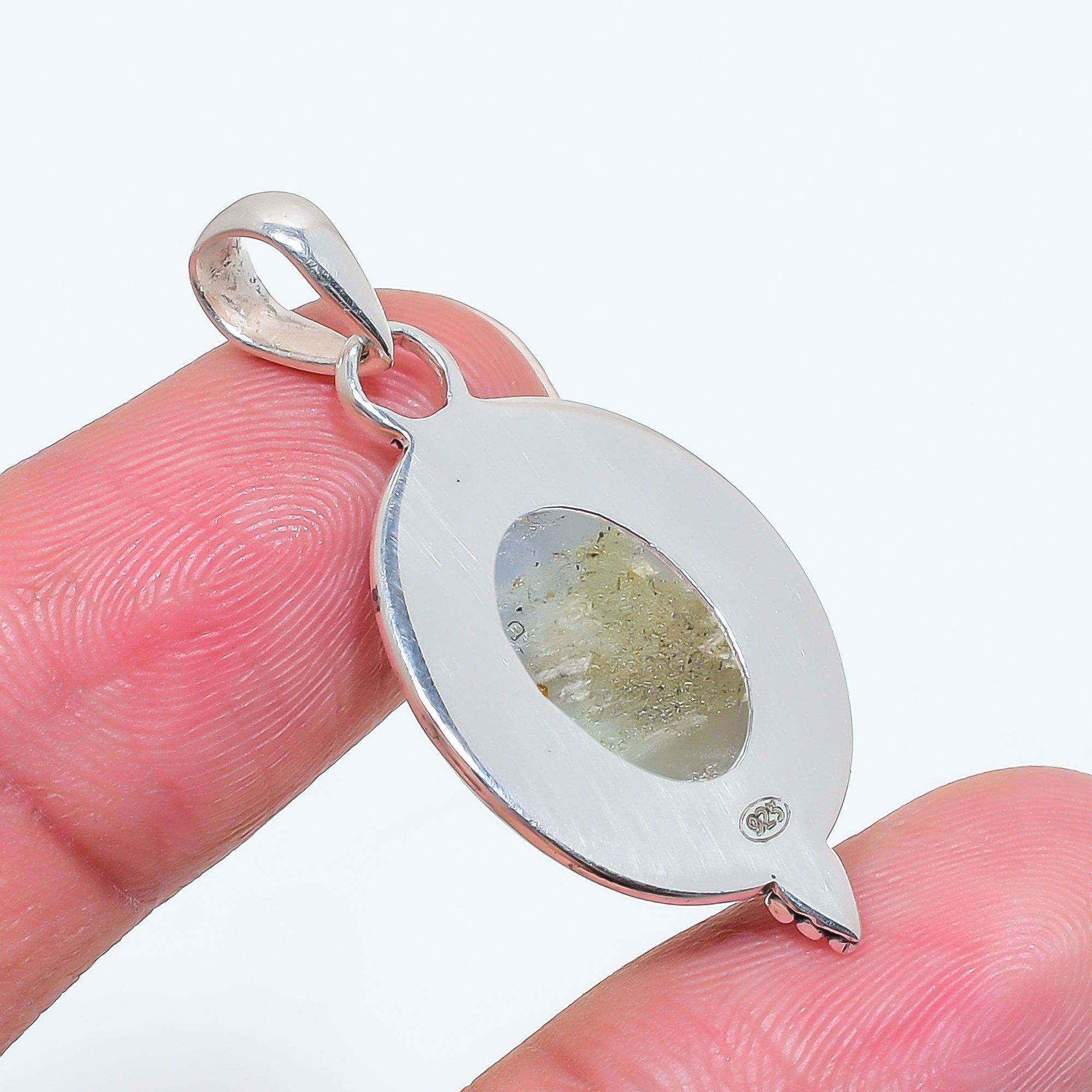 Black Titanium Agate Drusy 925 Solid Sterling Silver Pendant
