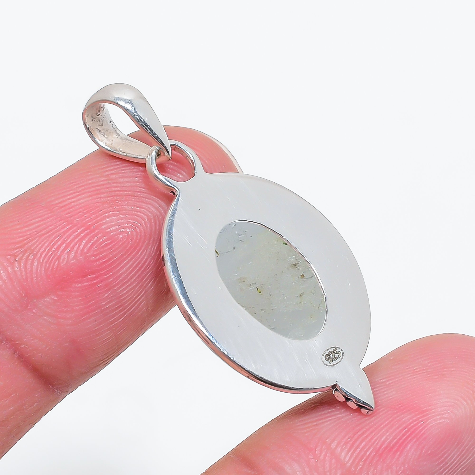 Snow White Titanium Agate Drusy 925 Solid Sterling Silver Pendant