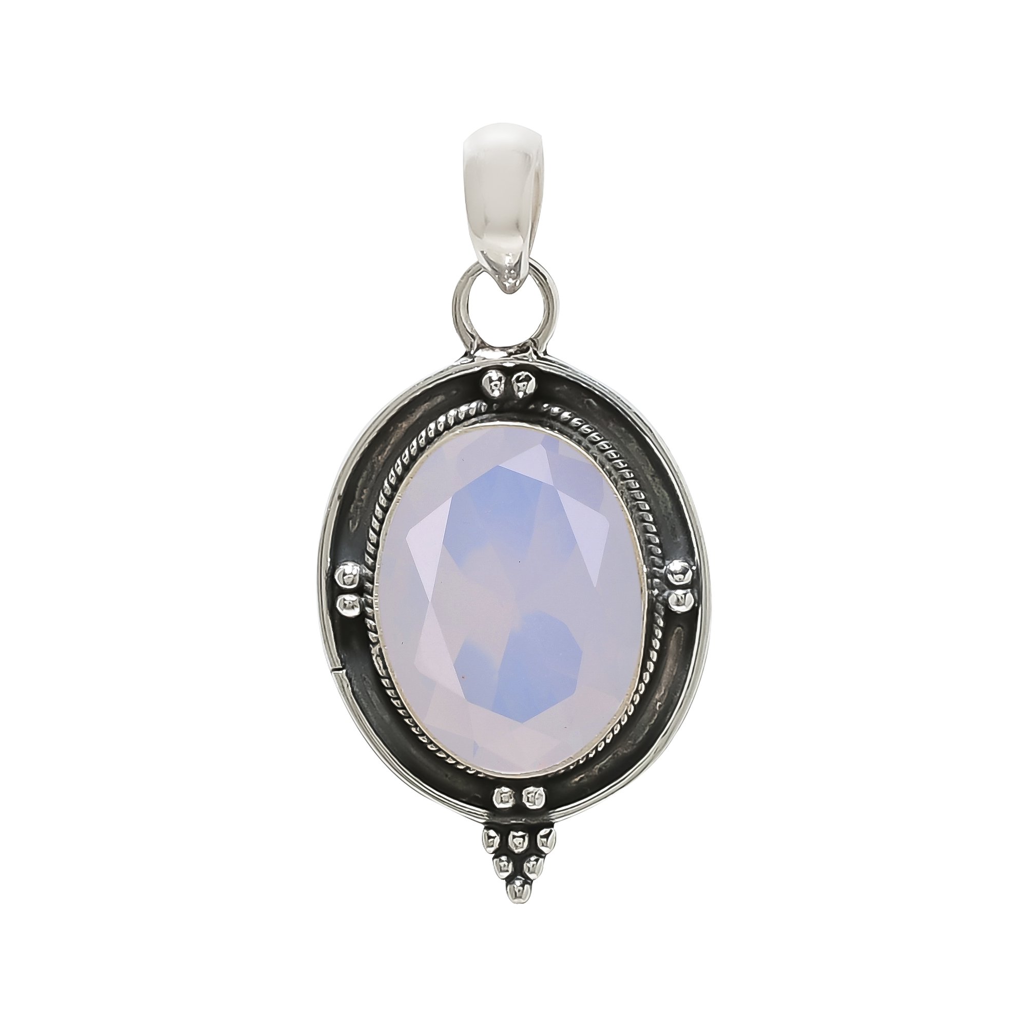 Milky Opal - Simulated 925 Solid Sterling Silver Pendant