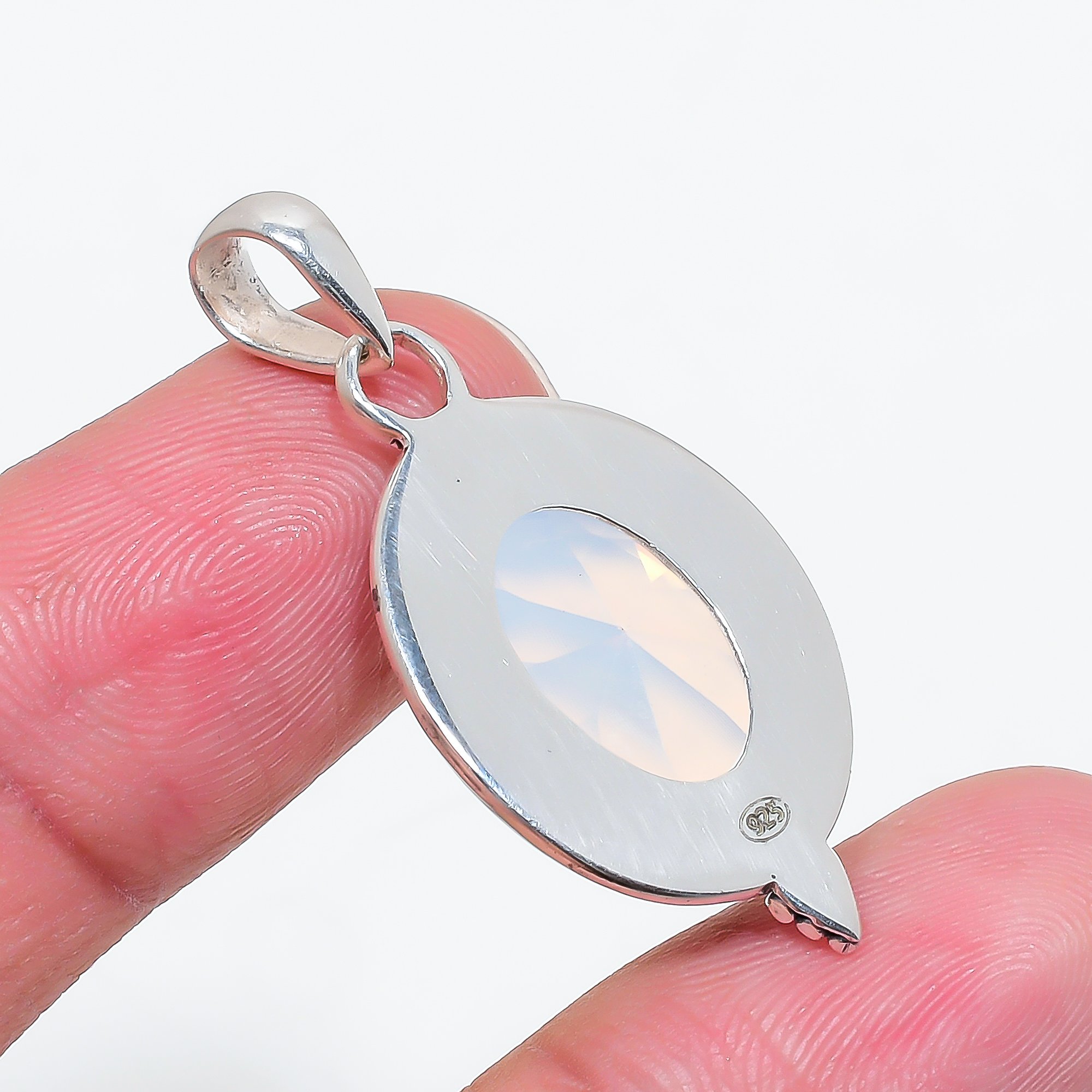 Milky Opal - Simulated 925 Solid Sterling Silver Pendant