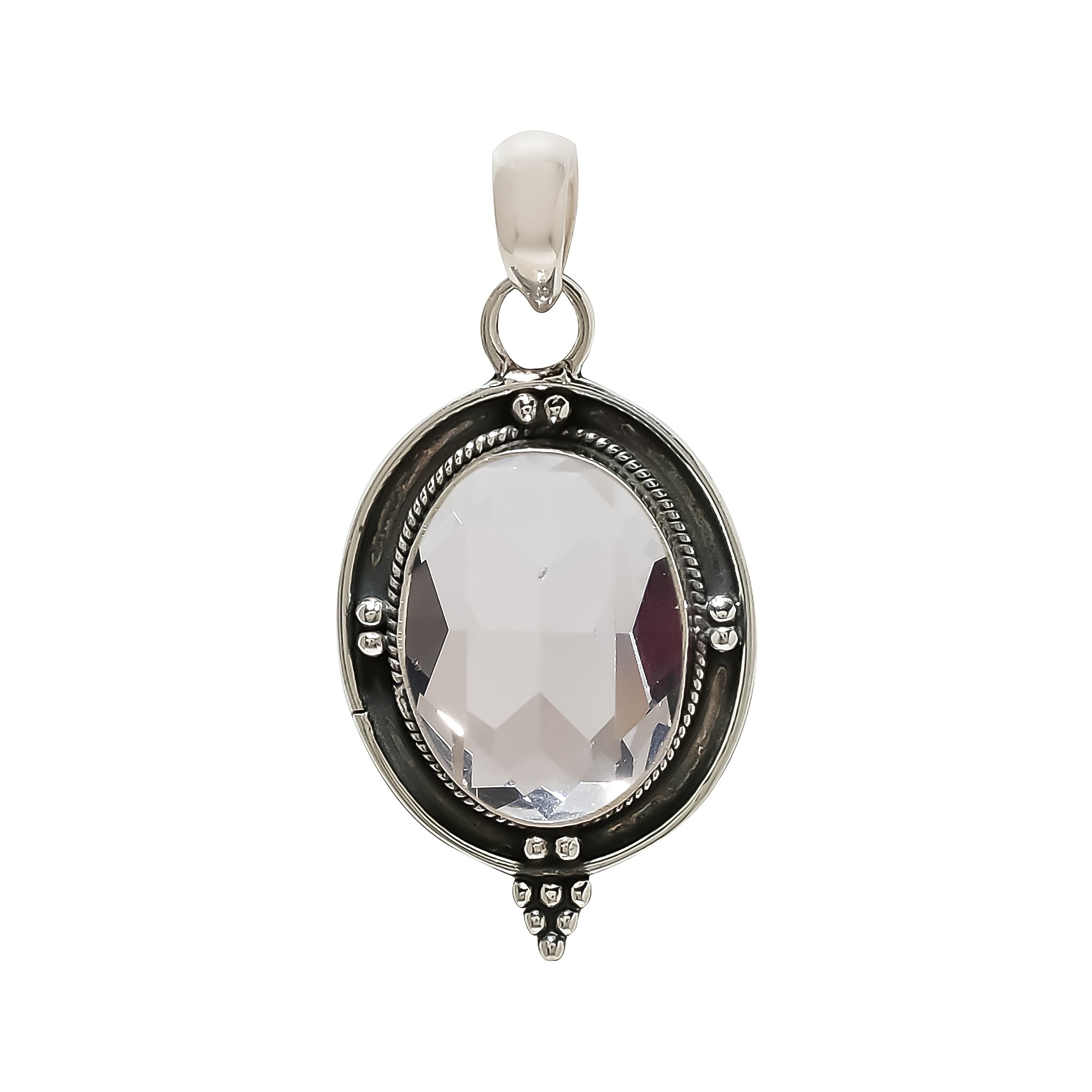 White Topaz - Simulated 925 Solid Sterling Silver Pendant