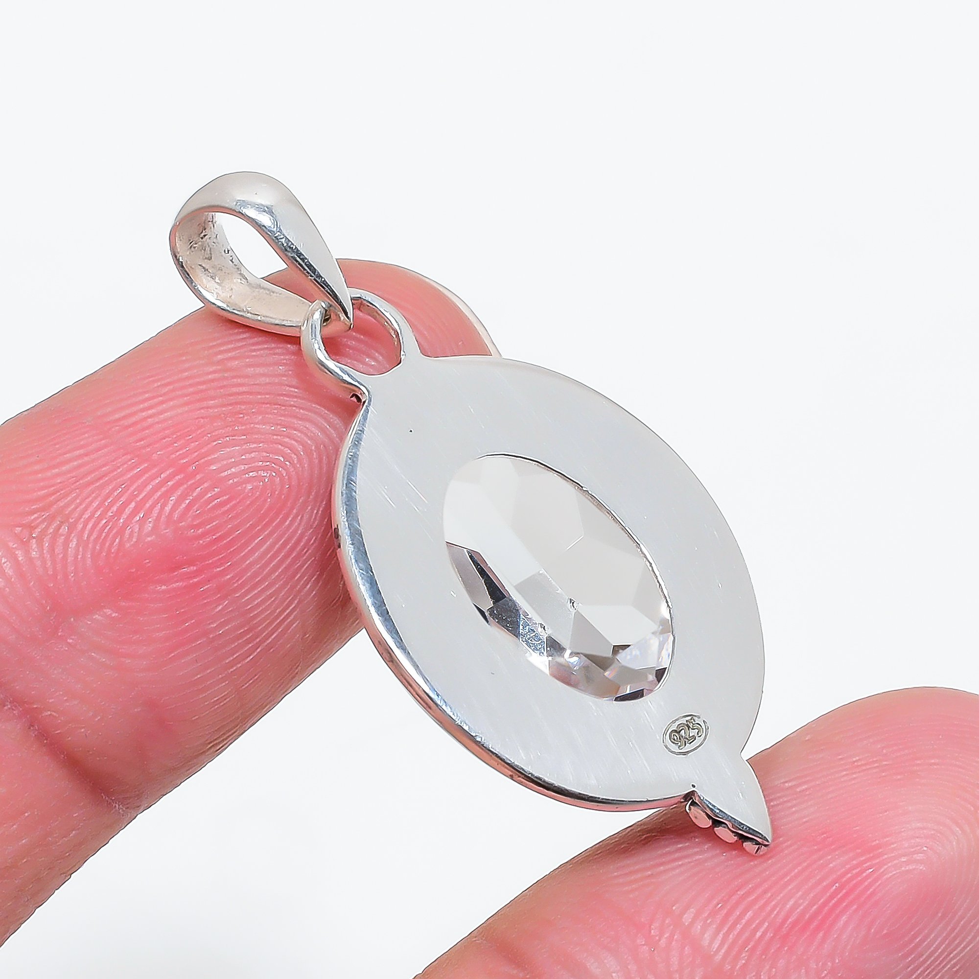 White Topaz - Simulated 925 Solid Sterling Silver Pendant