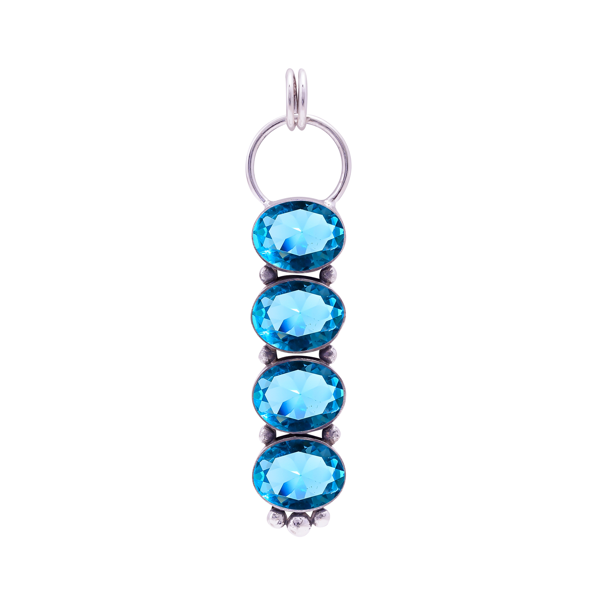 Blue Topaz - Simulated 925 Solid Sterling Silver Pendant