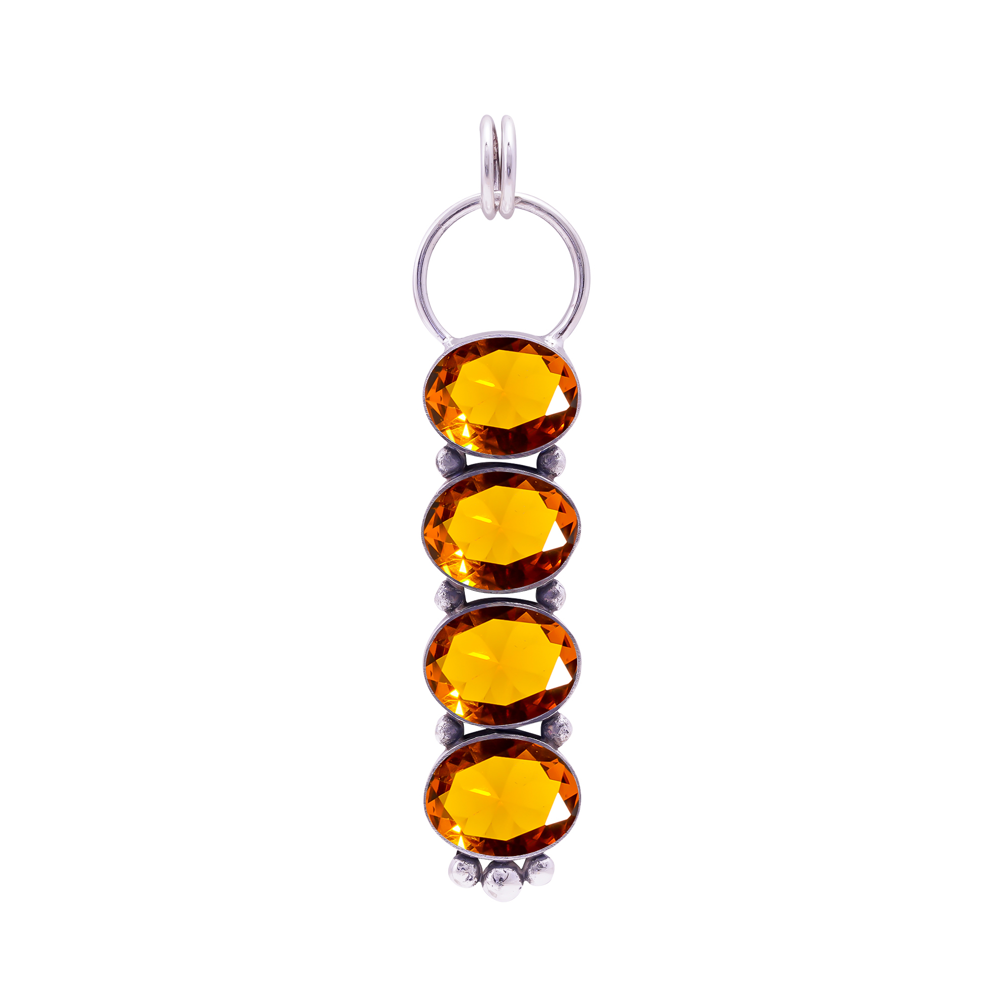 Citrine - Simulated 925 Solid Sterling Silver Pendant