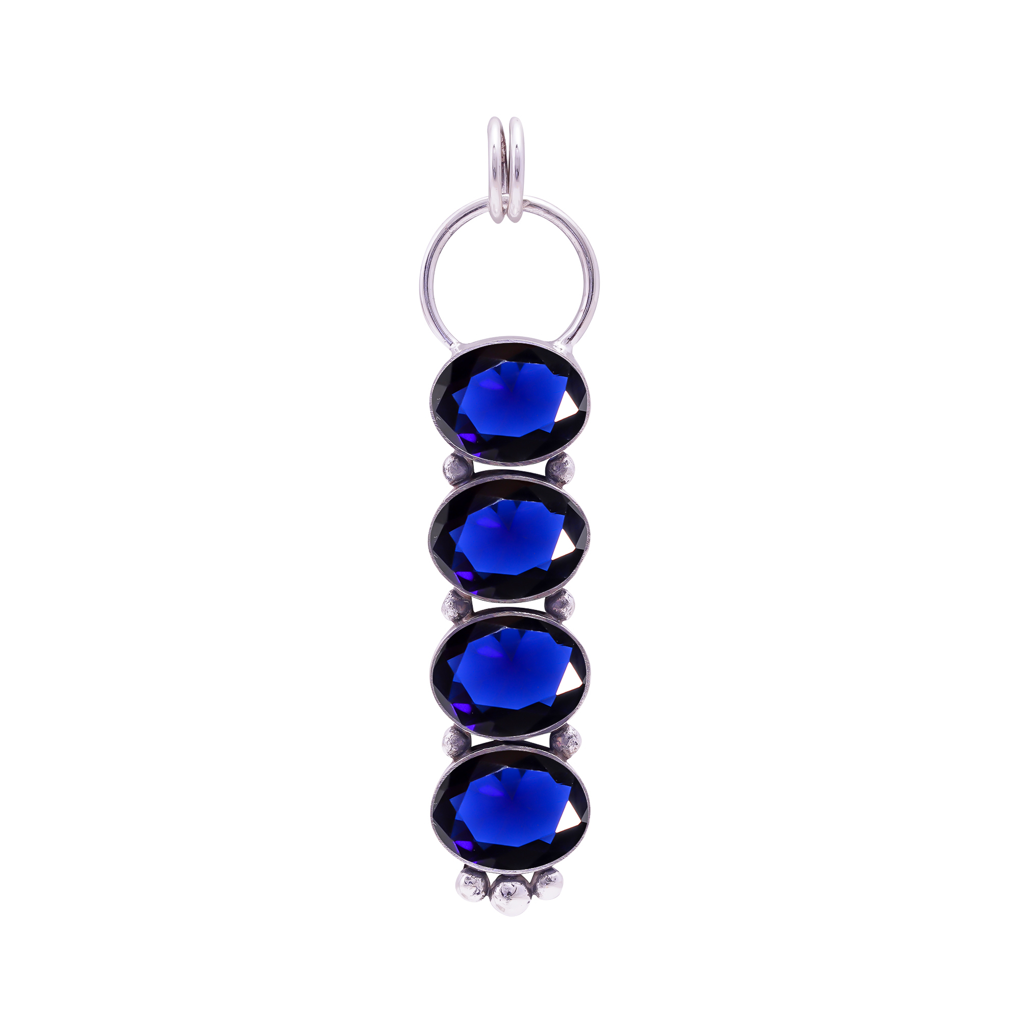 Blue Sapphire - Simulated 925 Solid Sterling Silver Pendant