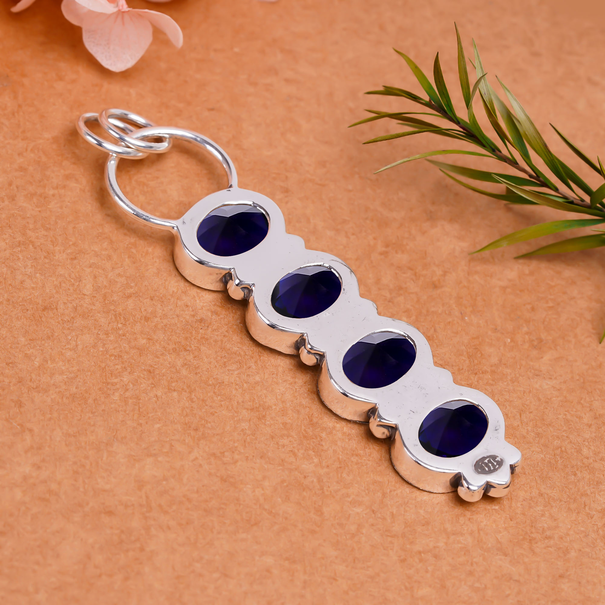 Blue Sapphire - Simulated 925 Solid Sterling Silver Pendant
