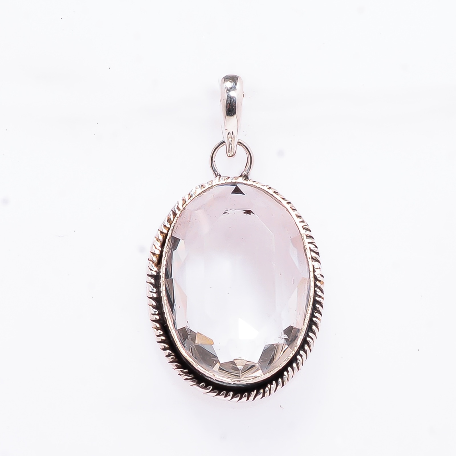 White Topaz - Simulated 925 Solid Sterling Silver Pendant