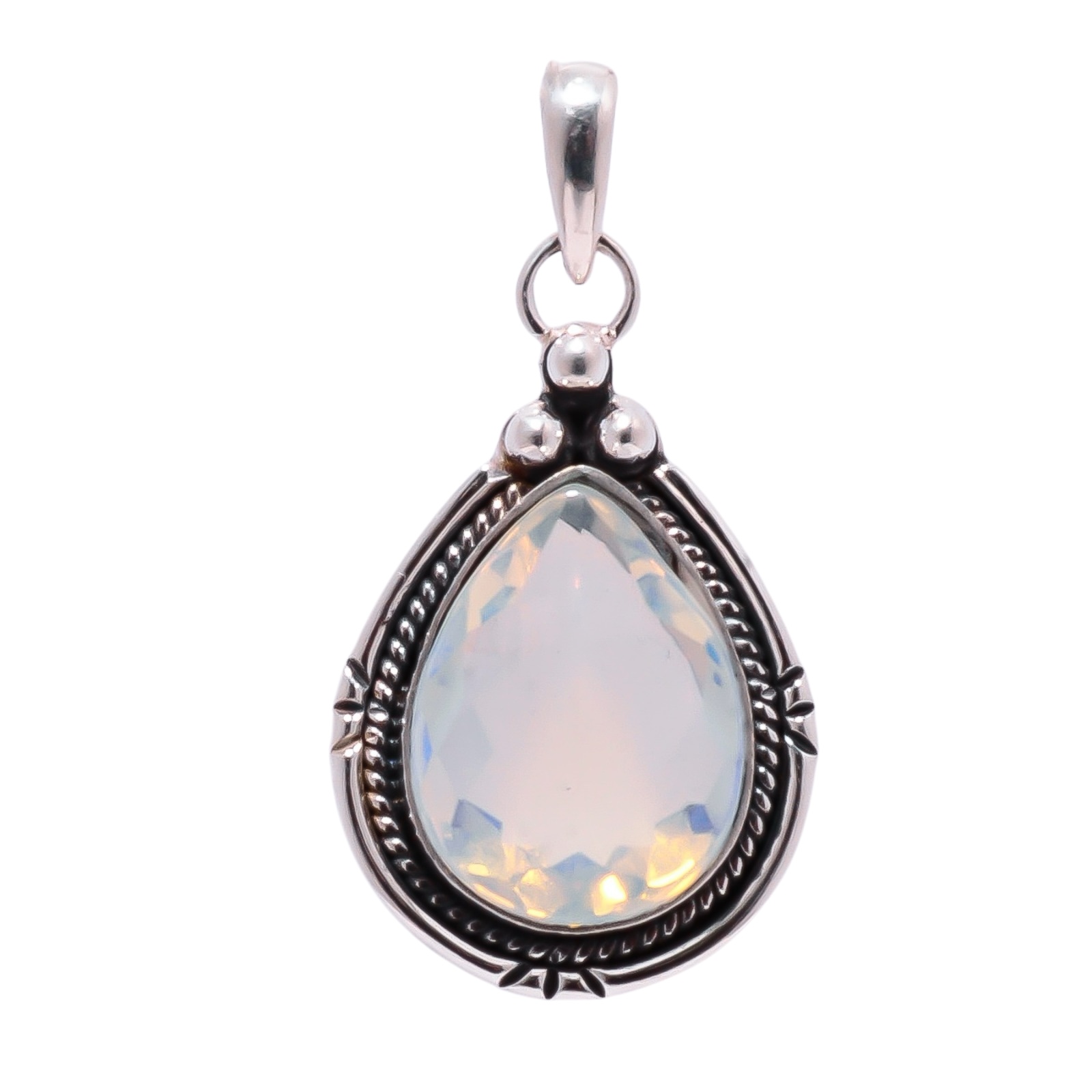 Milky Opal - Simulated 925 Solid Sterling Silver Pendant
