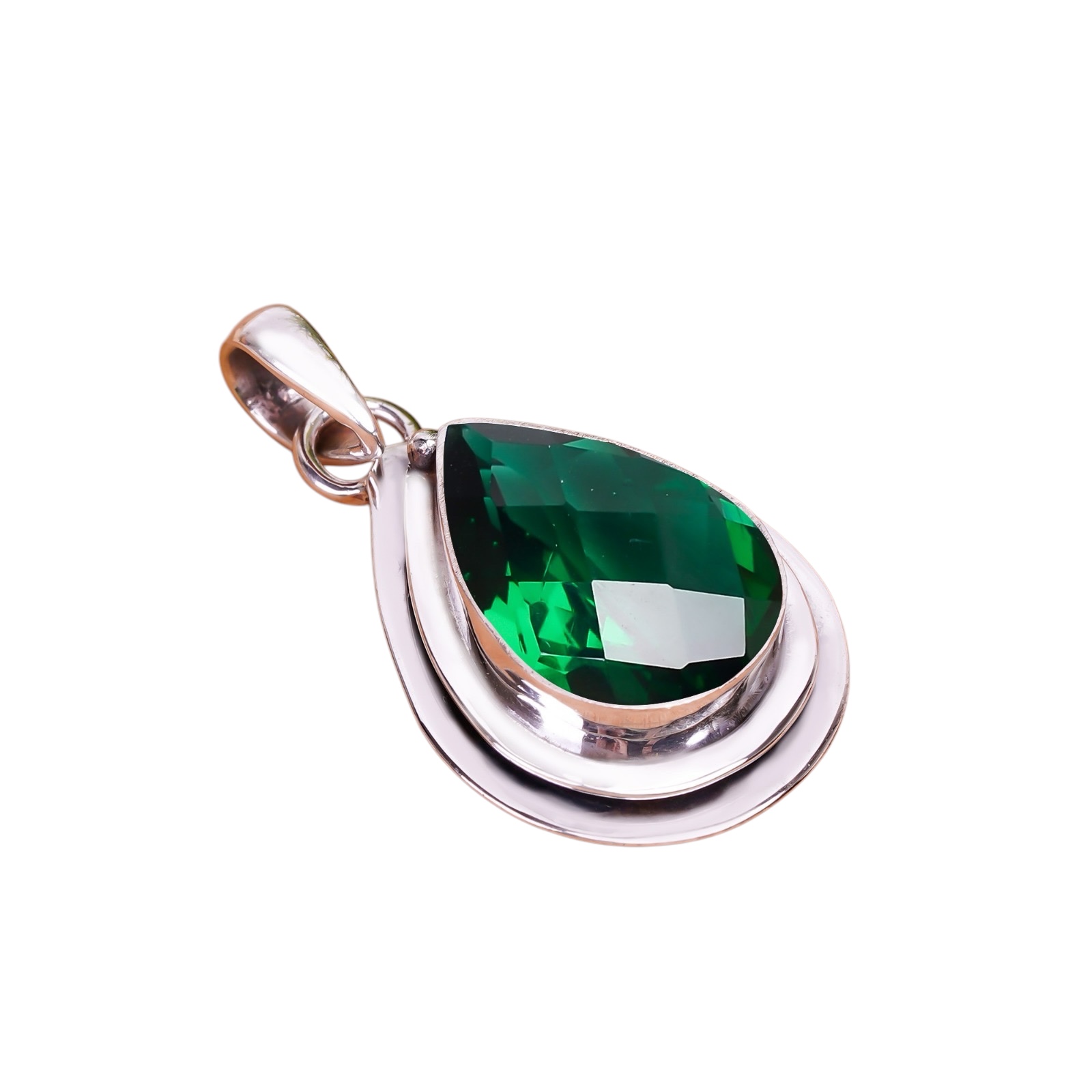Chrome Diopside - Simulated 925 Solid Sterling Silver Pendant